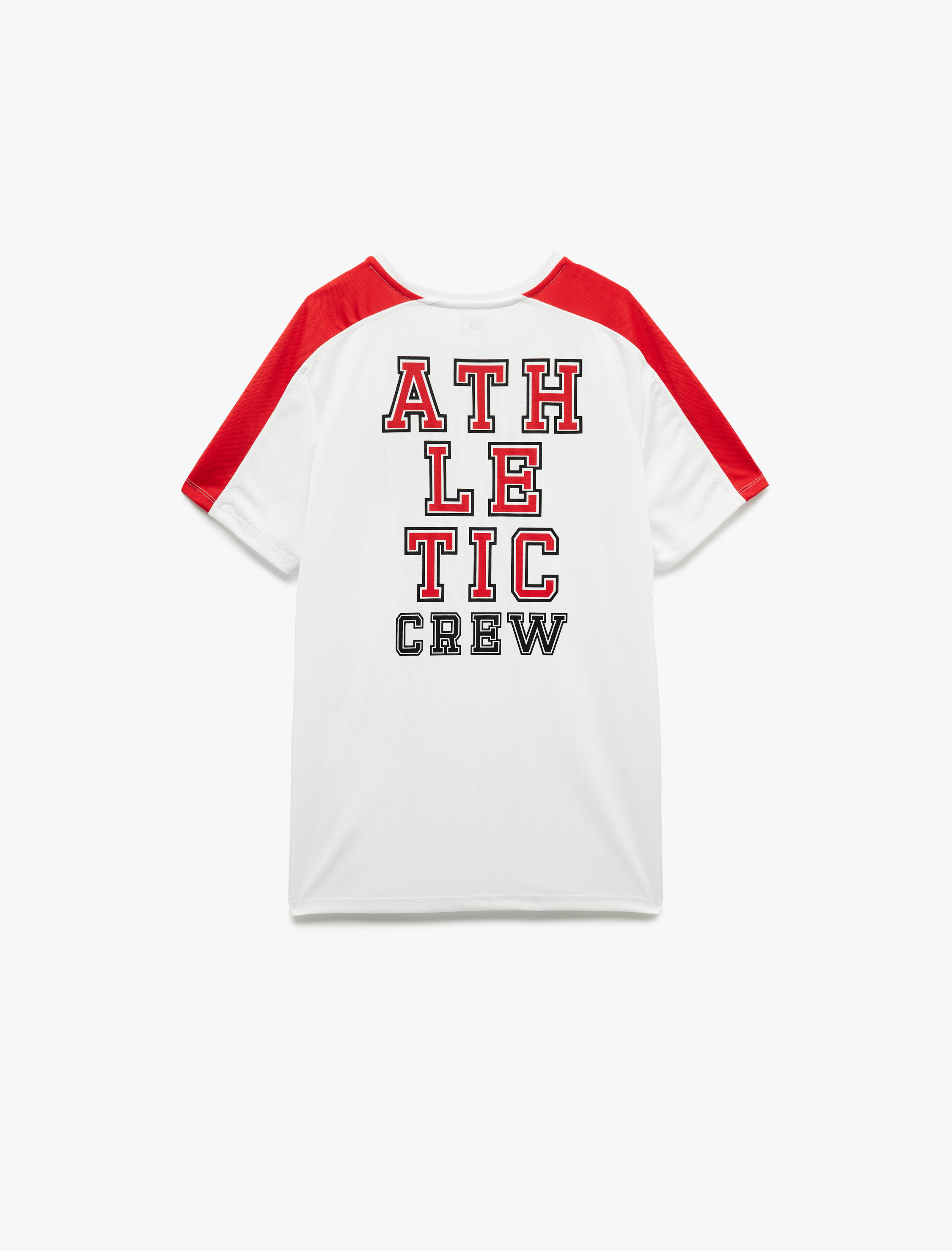   Kısa Kollu Bisiklet Yaka Renk Kontrastlı Arkası Baskılı Oversize Spor Tişört