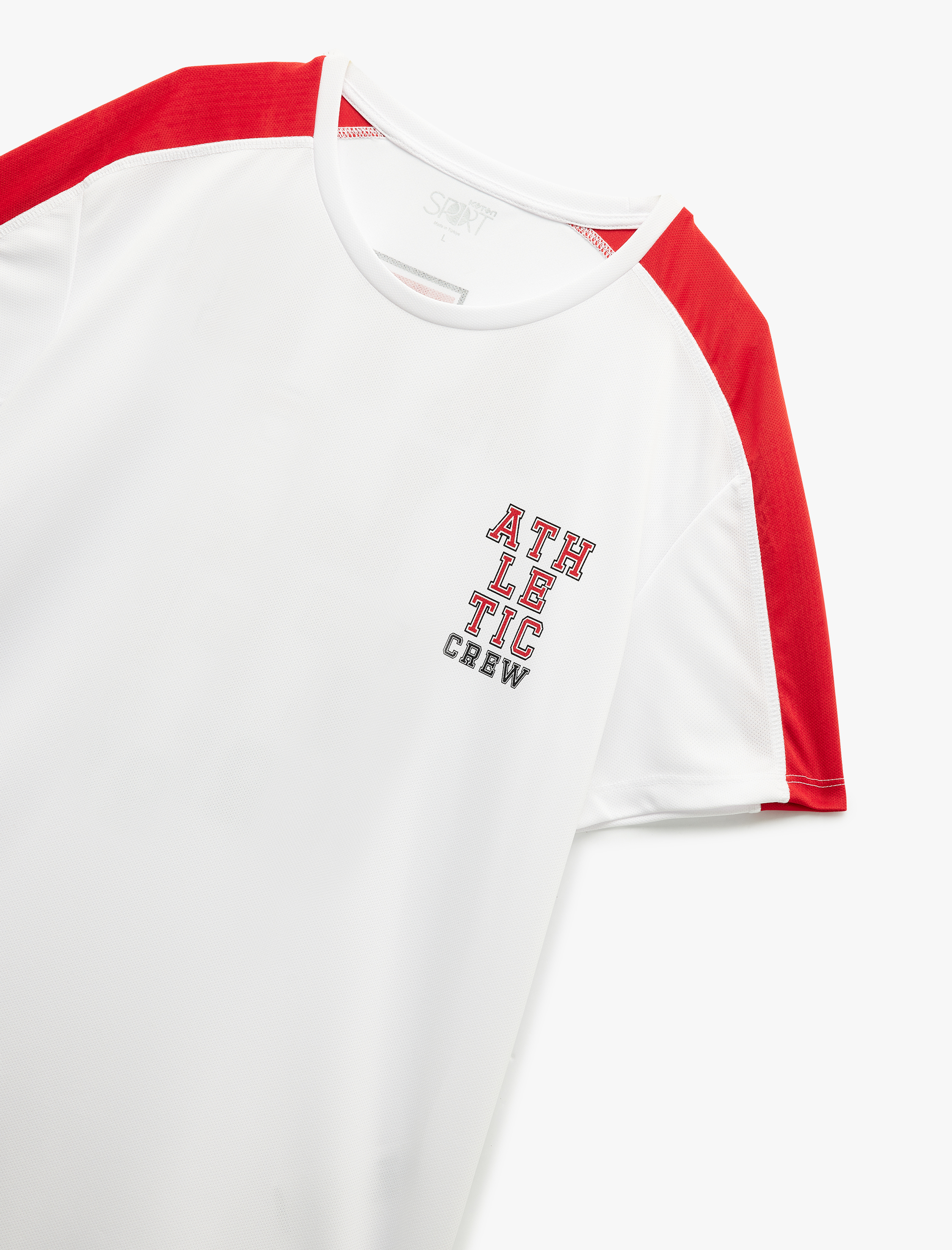   Kısa Kollu Bisiklet Yaka Renk Kontrastlı Arkası Baskılı Oversize Spor Tişört