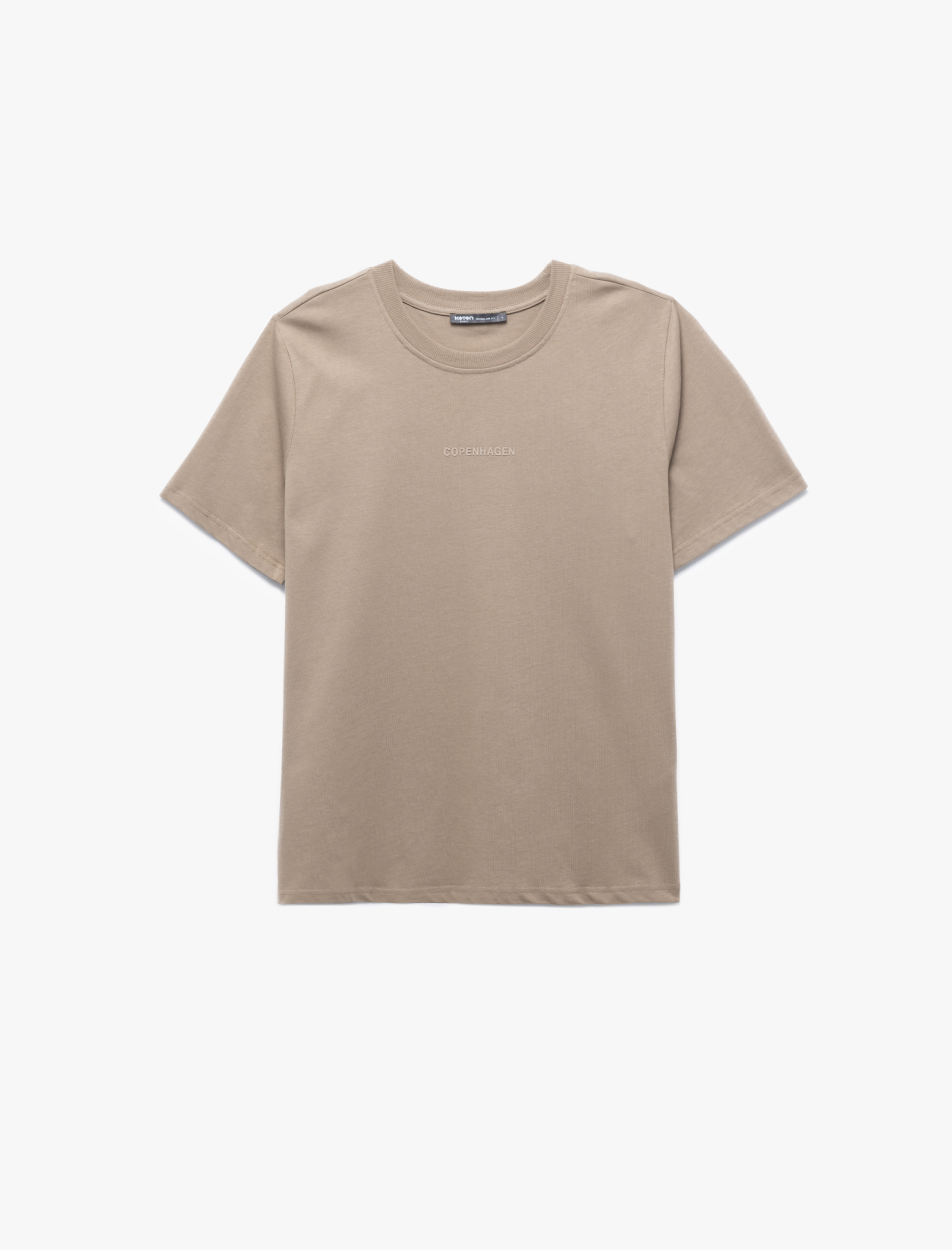   Pamuklu Kısa Kollu Regular Fit Bisiklet Yaka Minimal Baskılı Tişört