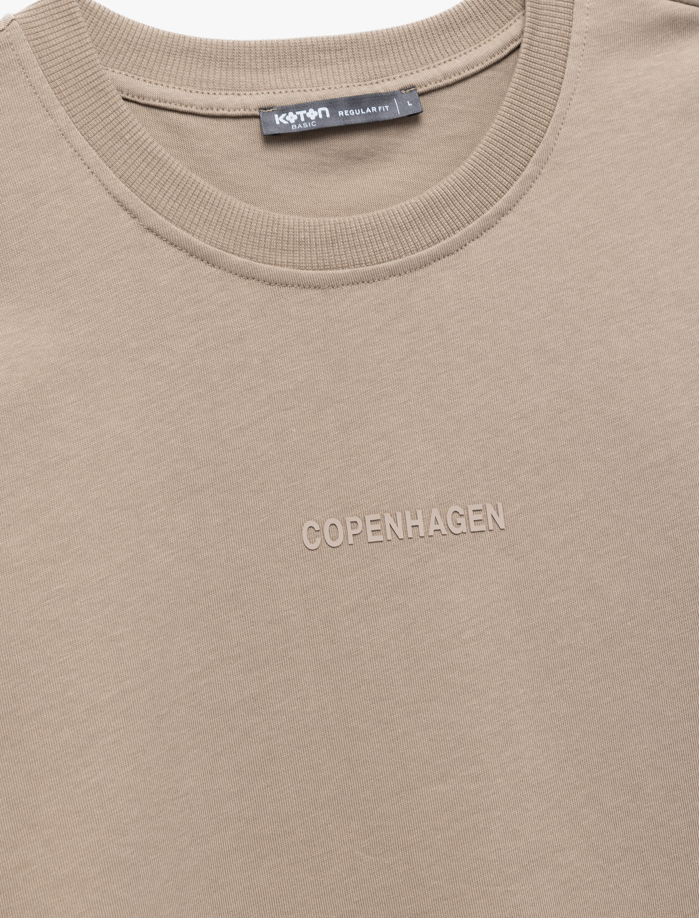   Pamuklu Kısa Kollu Regular Fit Bisiklet Yaka Minimal Baskılı Tişört