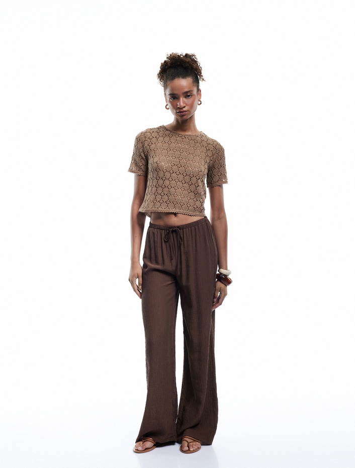  Kroşe Kısa Kollu Bisiklet Yaka Tişört