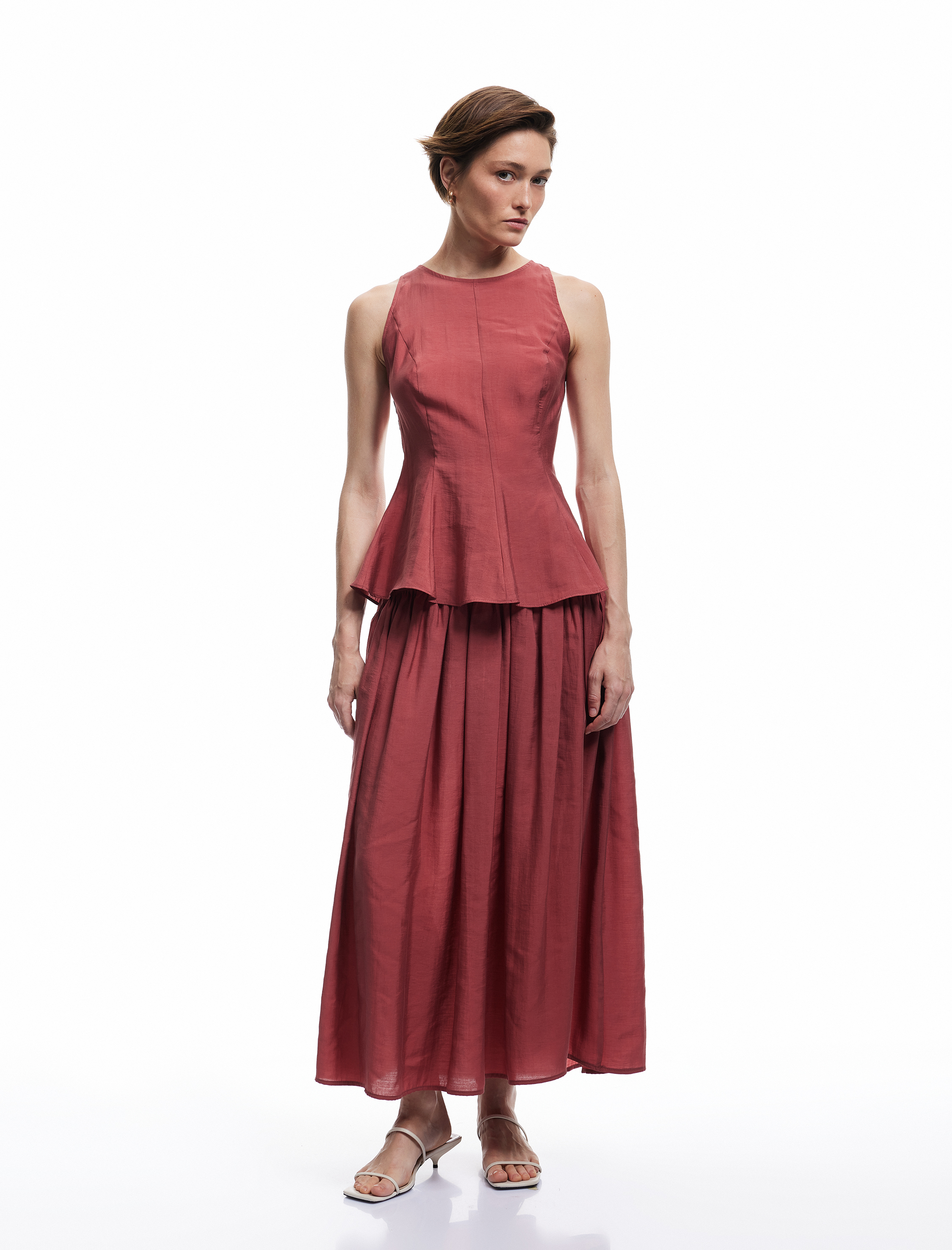   Koton X Melis Ağazat - Kolsuz Halter Yaka Peplum Bluz