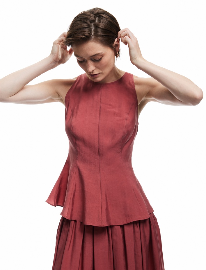  Koton X Melis Ağazat - Kolsuz Halter Yaka Peplum Bluz
