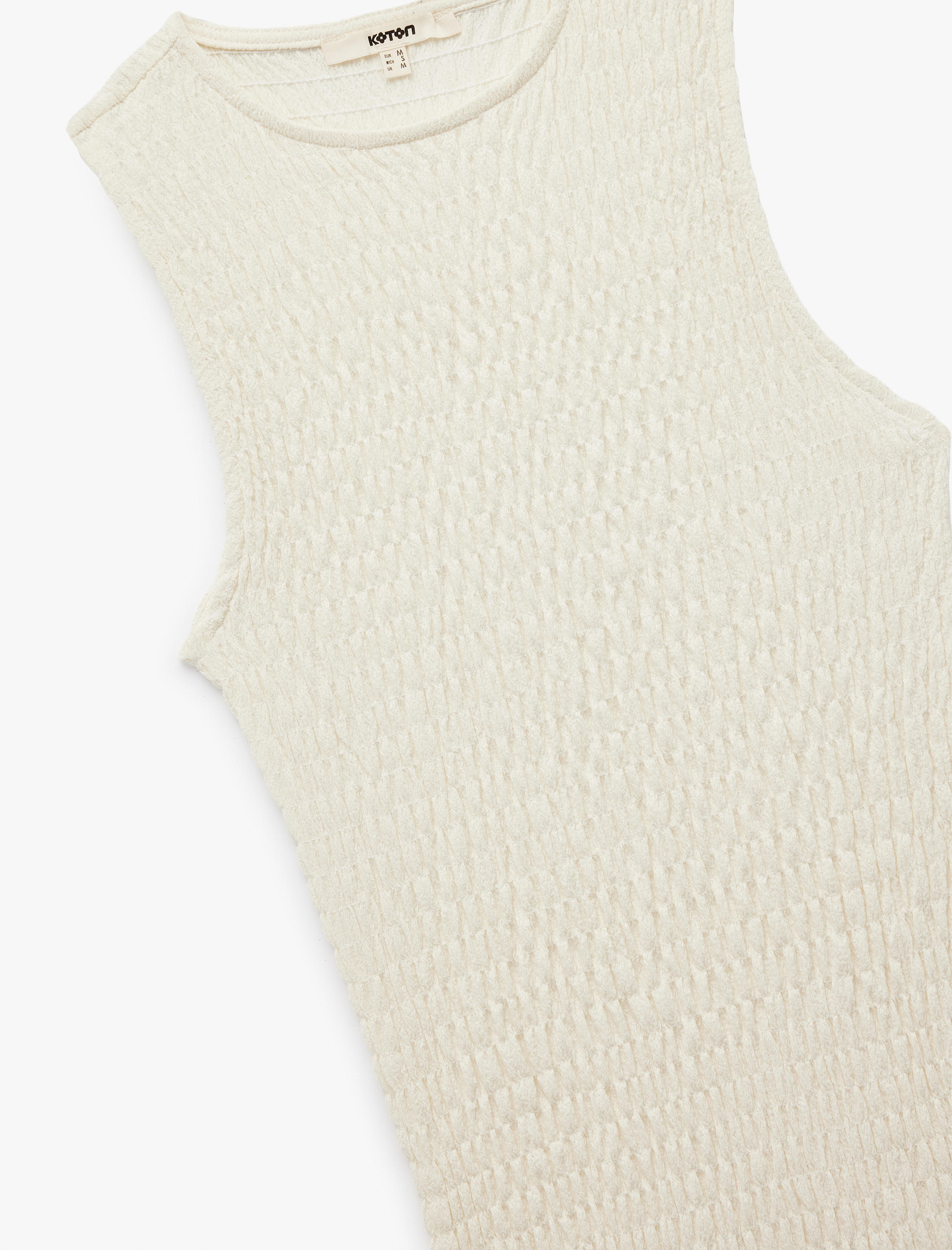   Bürümcük Kumaş Slim Fit Kolsuz Bisiklet Yaka Uzun Elbise