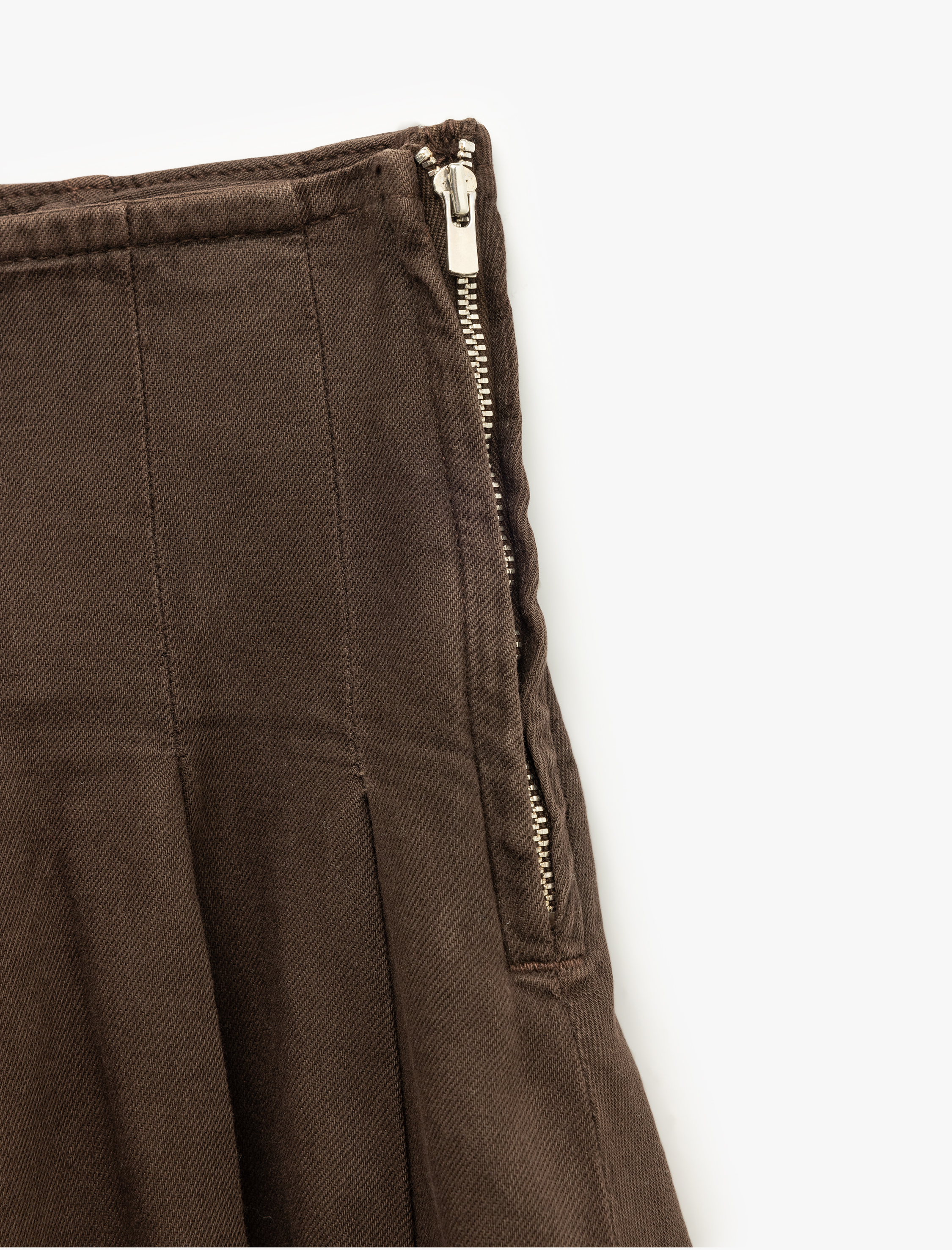   Pamuklu Fermuarlı Pileli Mini Şort Etek