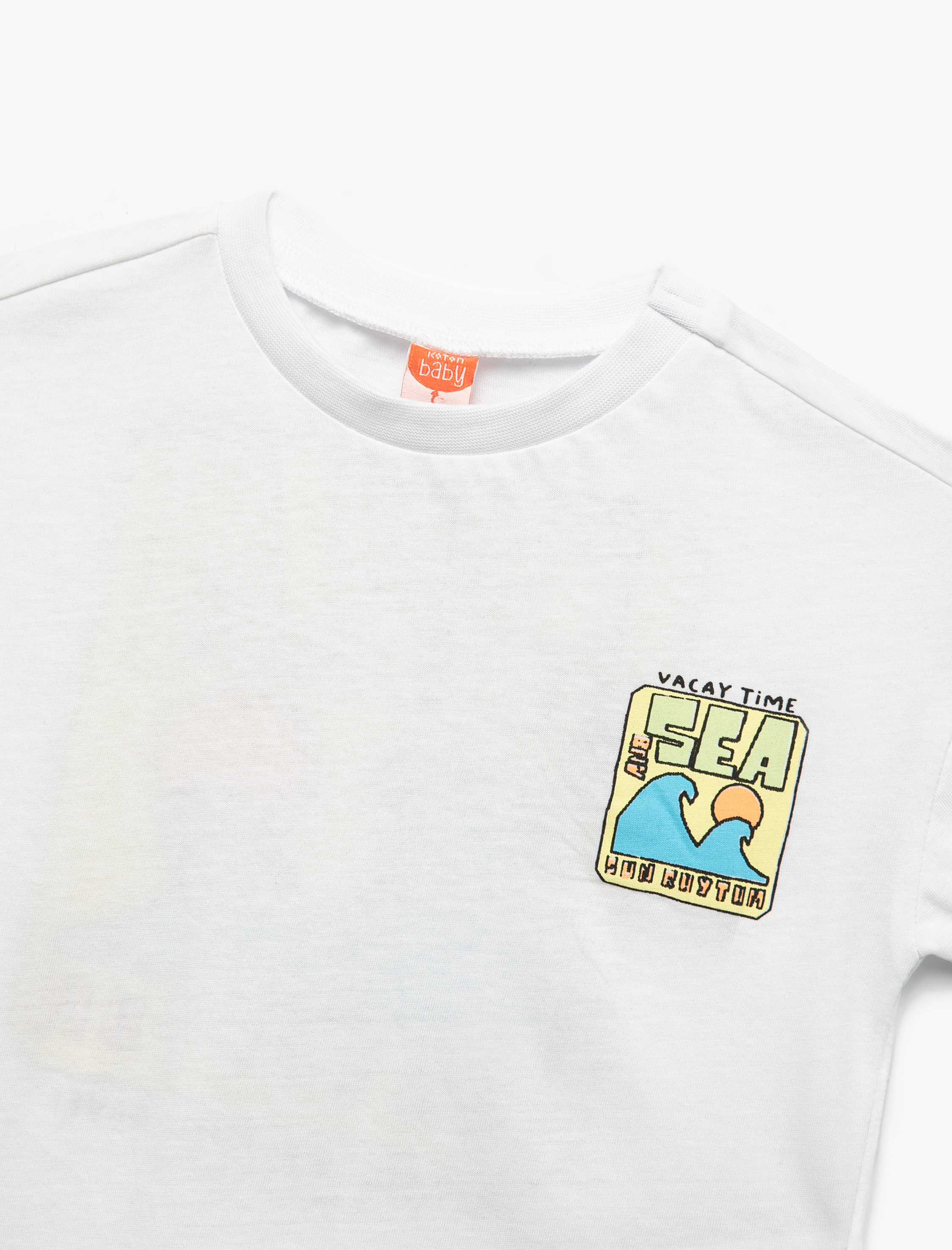  Erkek Bebek Pamuklu Kısa Kollu Bisiklet Yaka Baskılı Tişört