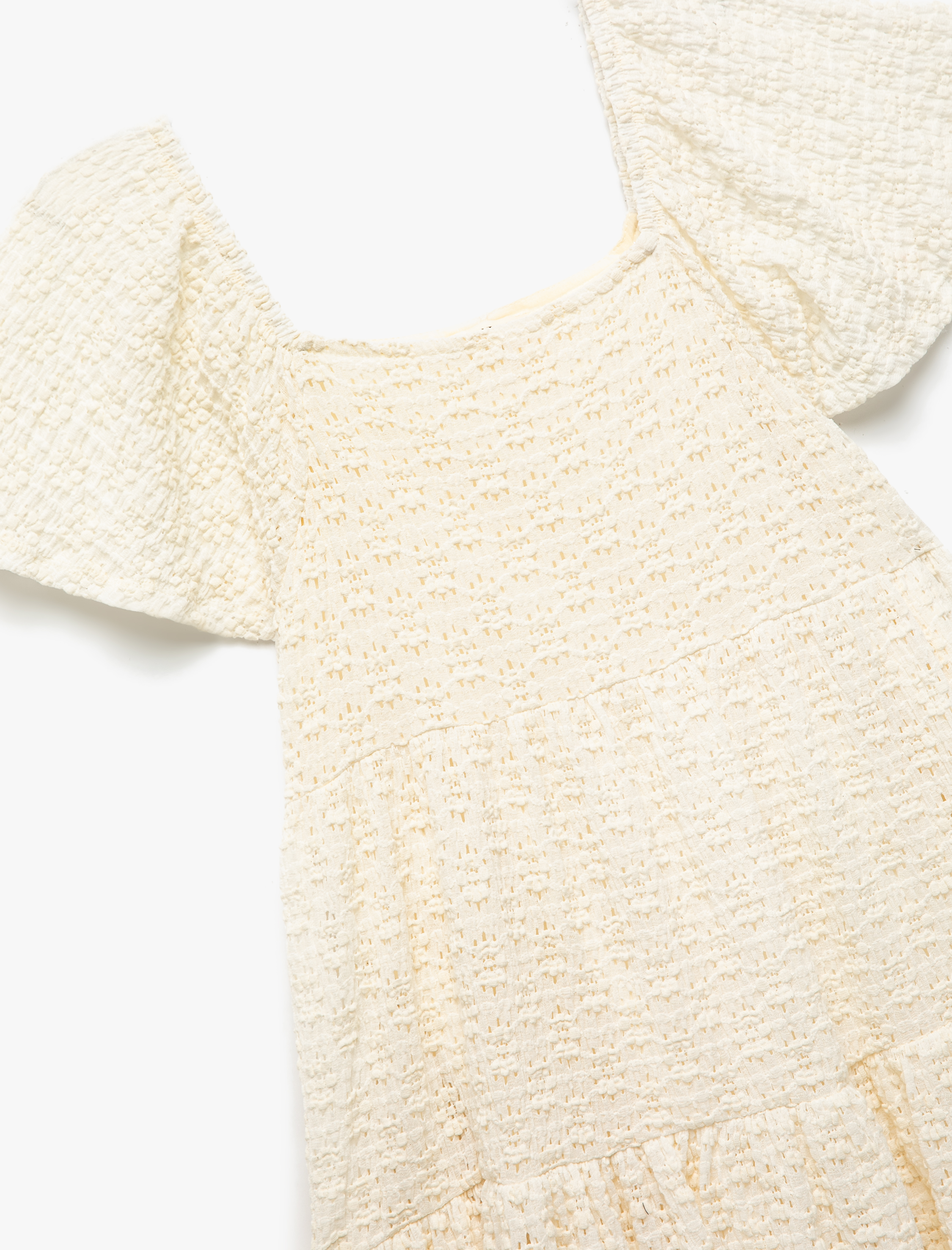  Kız Çocuk Kısa Kollu Bisiklet Yaka Kat Detaylı Pileli Elbise