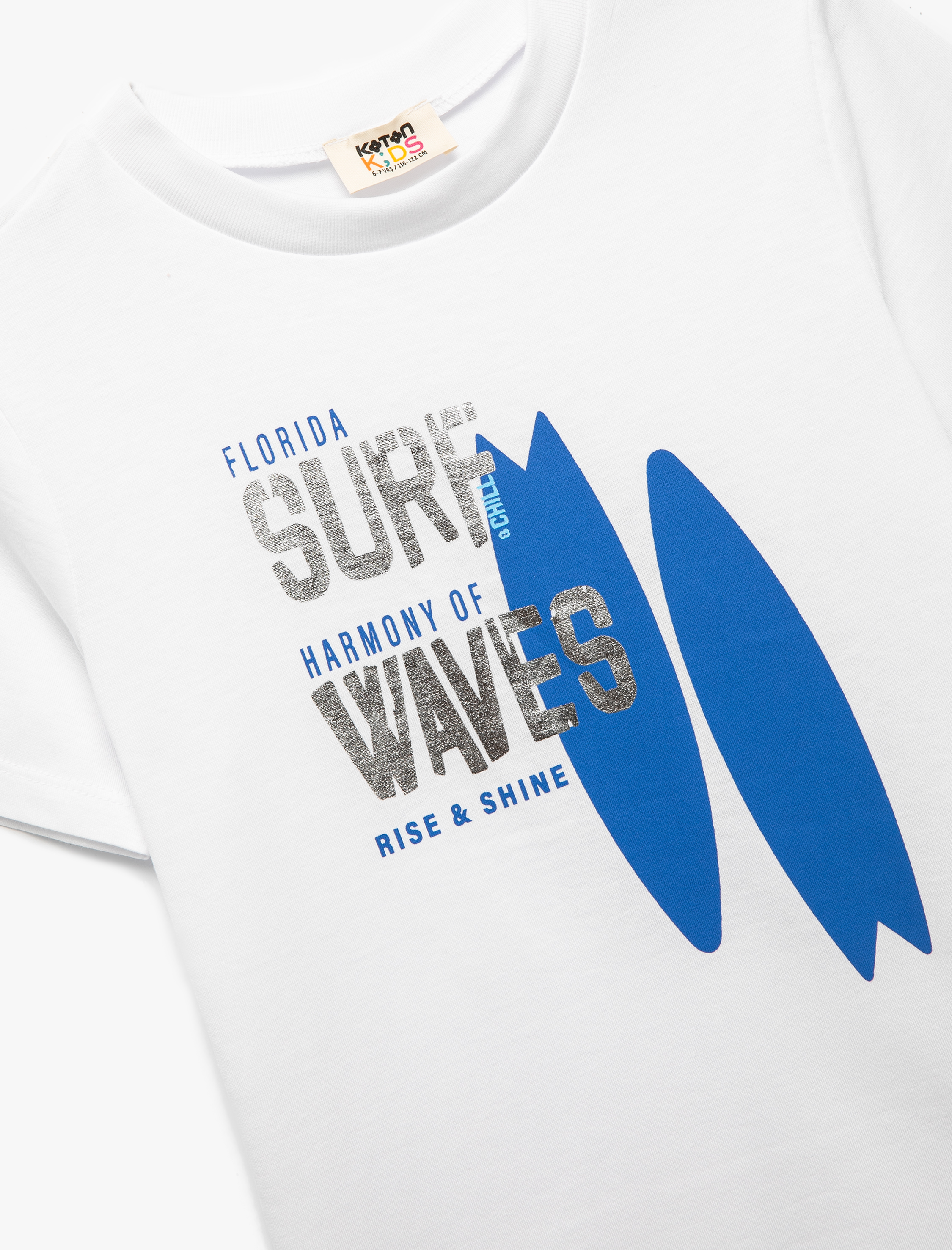  Erkek Çocuk Pamuklu Bisiklet Yaka Kısa Kollu Baskılı Tişört