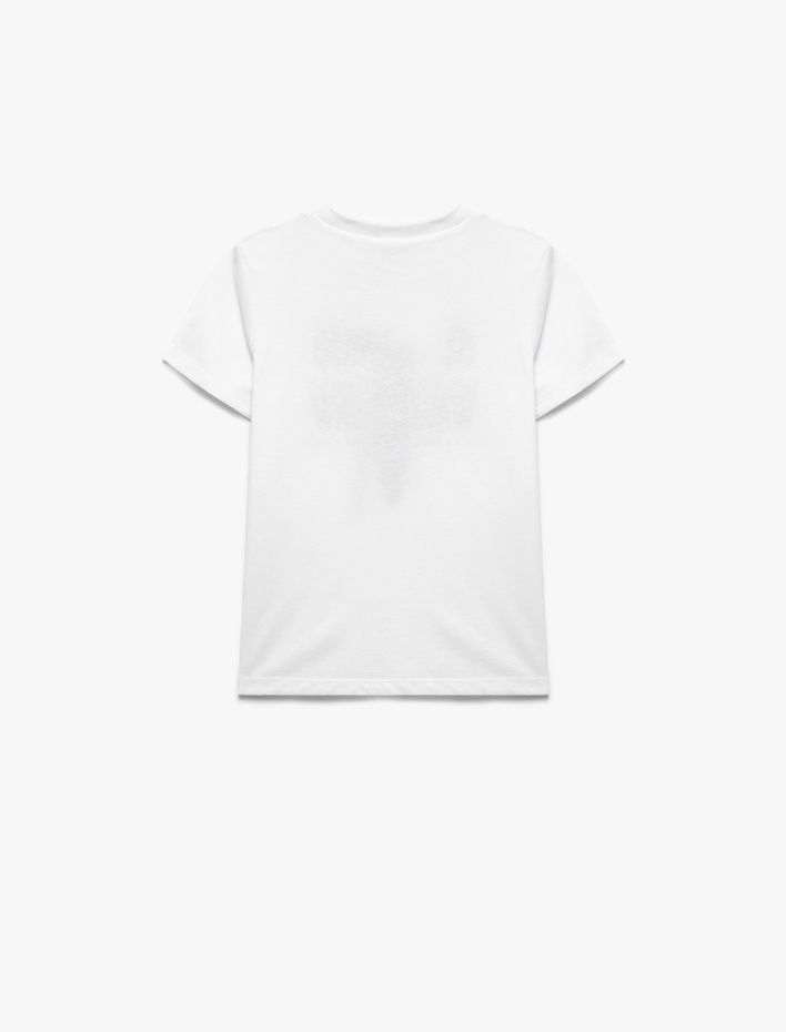 Erkek Çocuk Pamuklu Bisiklet Yaka Kısa Kollu Baskılı Tişört