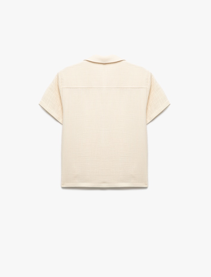 Erkek Çocuk Pamuklu Cep Detaylı Düğmeli Kısa Kollu Gömlek