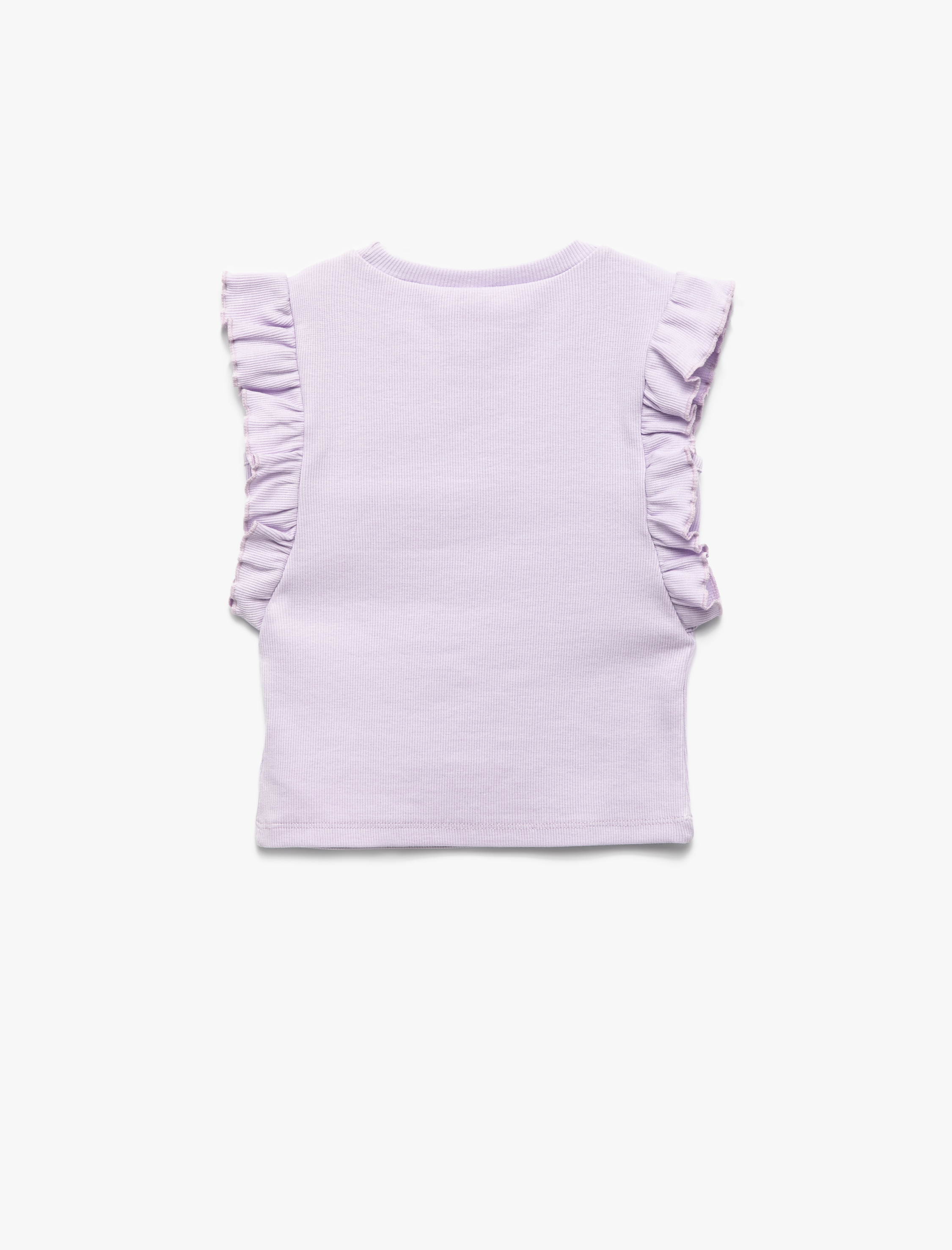  Kız Bebek Fırfırlı Fiyonk Detaylı Bisiklet Yaka Kolsuz Pamuklu Ribanalı Atlet