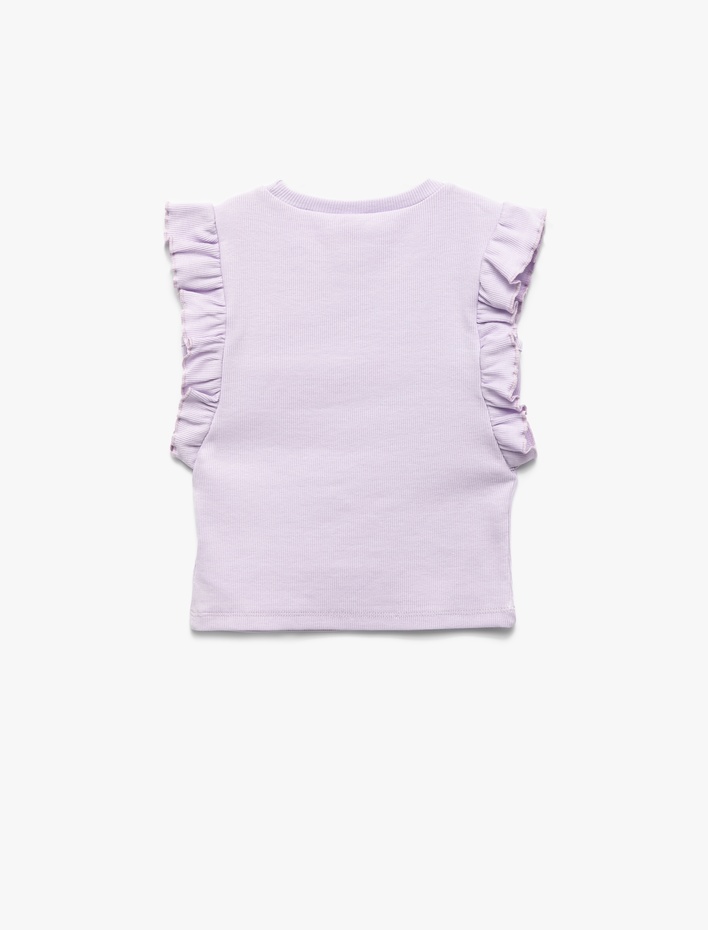 Kız Bebek Fırfırlı Fiyonk Detaylı Bisiklet Yaka Kolsuz Pamuklu Ribanalı Atlet