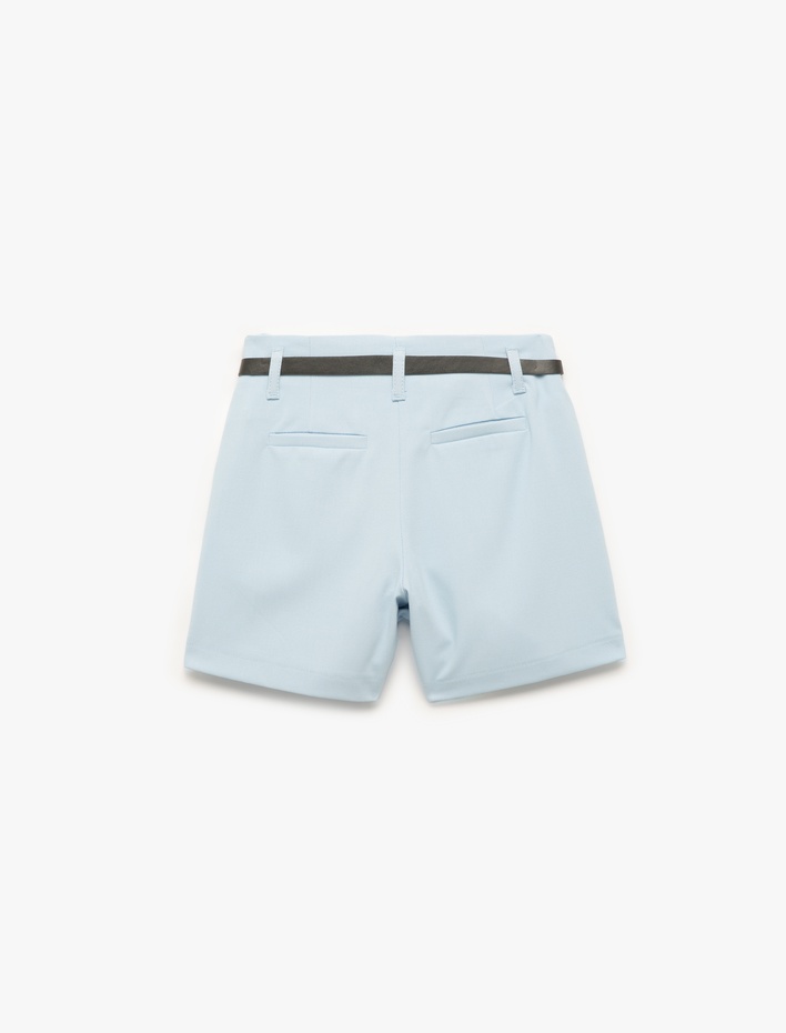 Kız Çocuk Kemer Detaylı Pileli Viskon Karışımlı Şort Etek