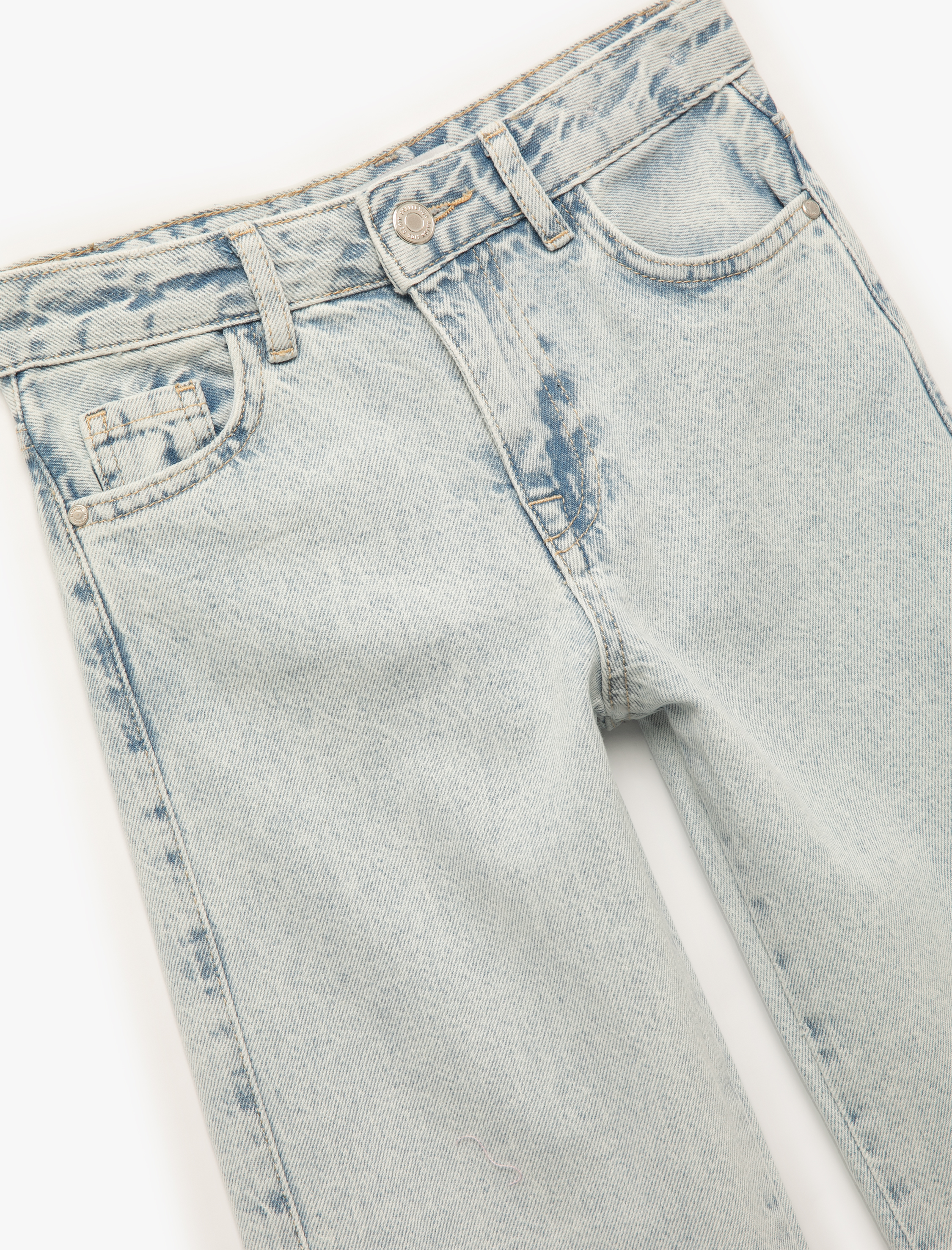  Kız Çocuk Pamuklu Cepli Geniş Paça Denim Pantolon