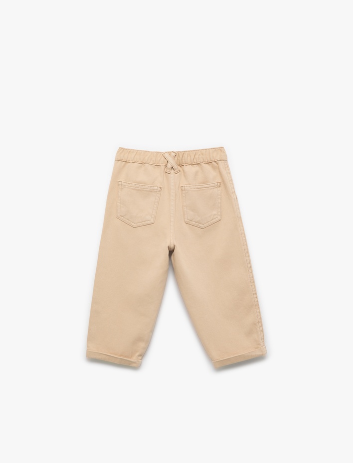 Erkek Bebek Pamuklu Katlamalı Paça Beli Lastikli Oversize Pantolon