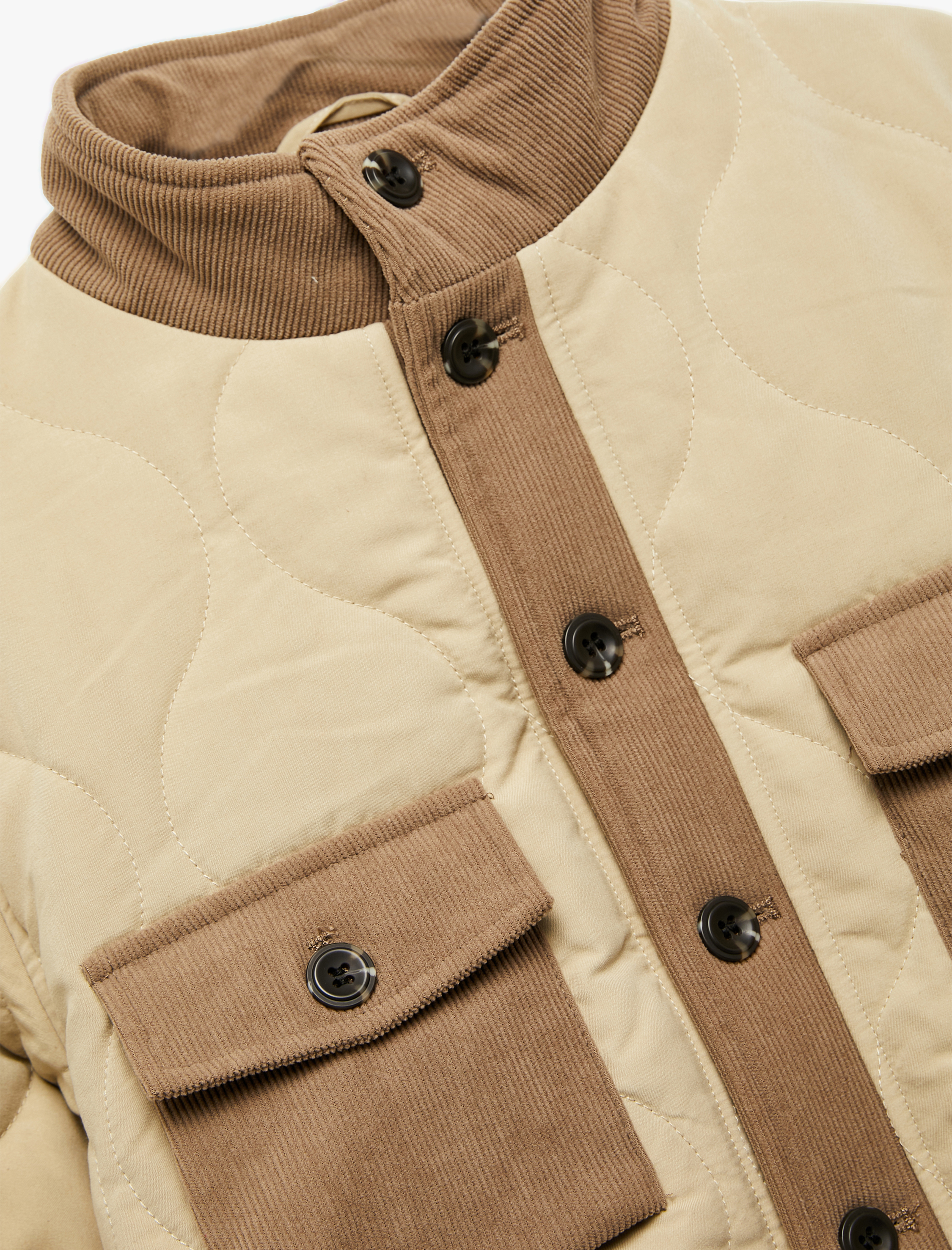 Erkek Çocuk Uzun Kollu Cep Detaylı Dik Yaka Kapitone Ceket