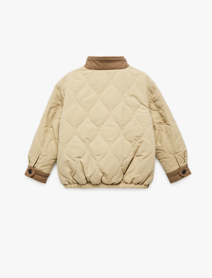 Erkek Çocuk Uzun Kollu Cep Detaylı Dik Yaka Kapitone Ceket