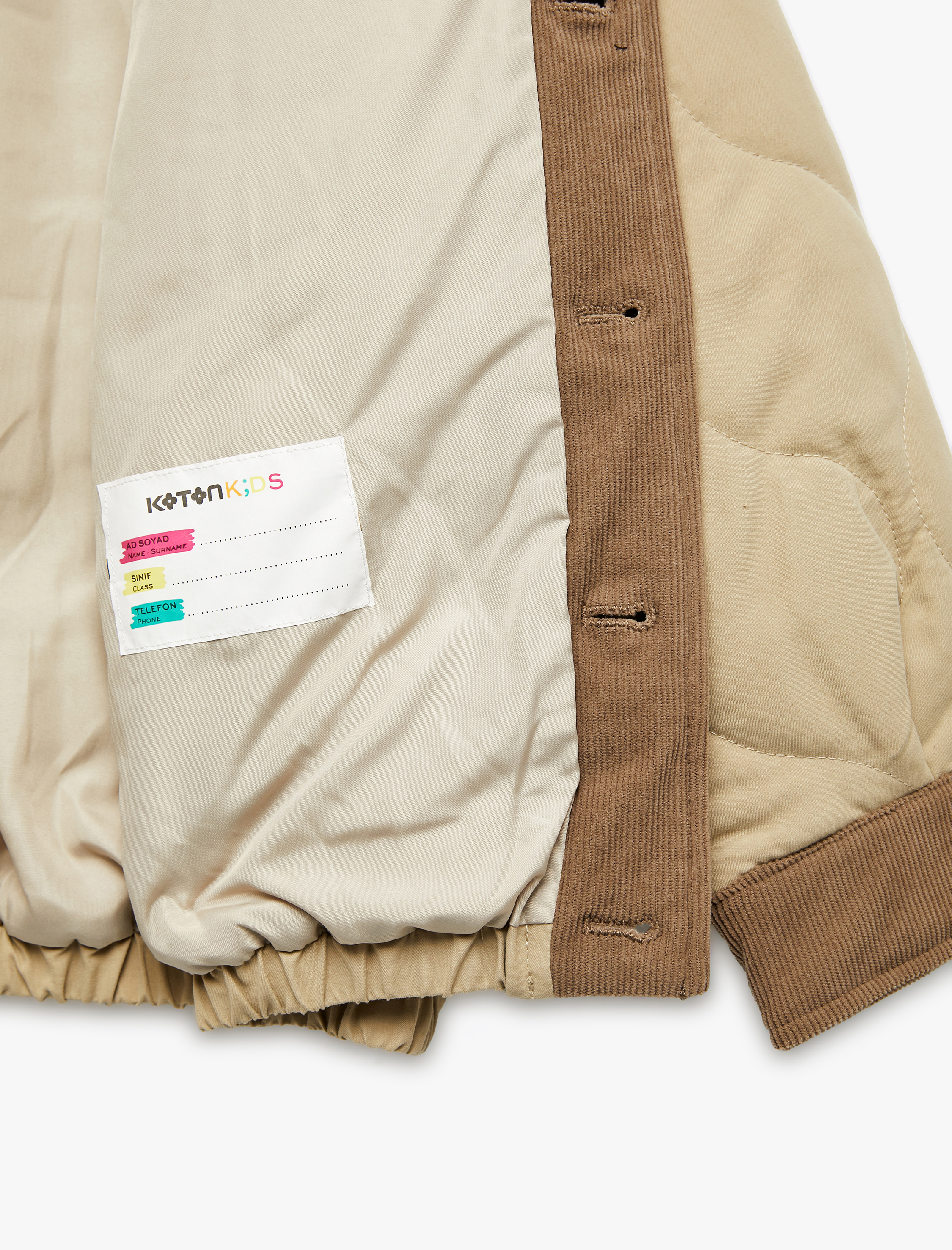 Erkek Çocuk Uzun Kollu Cep Detaylı Dik Yaka Kapitone Ceket