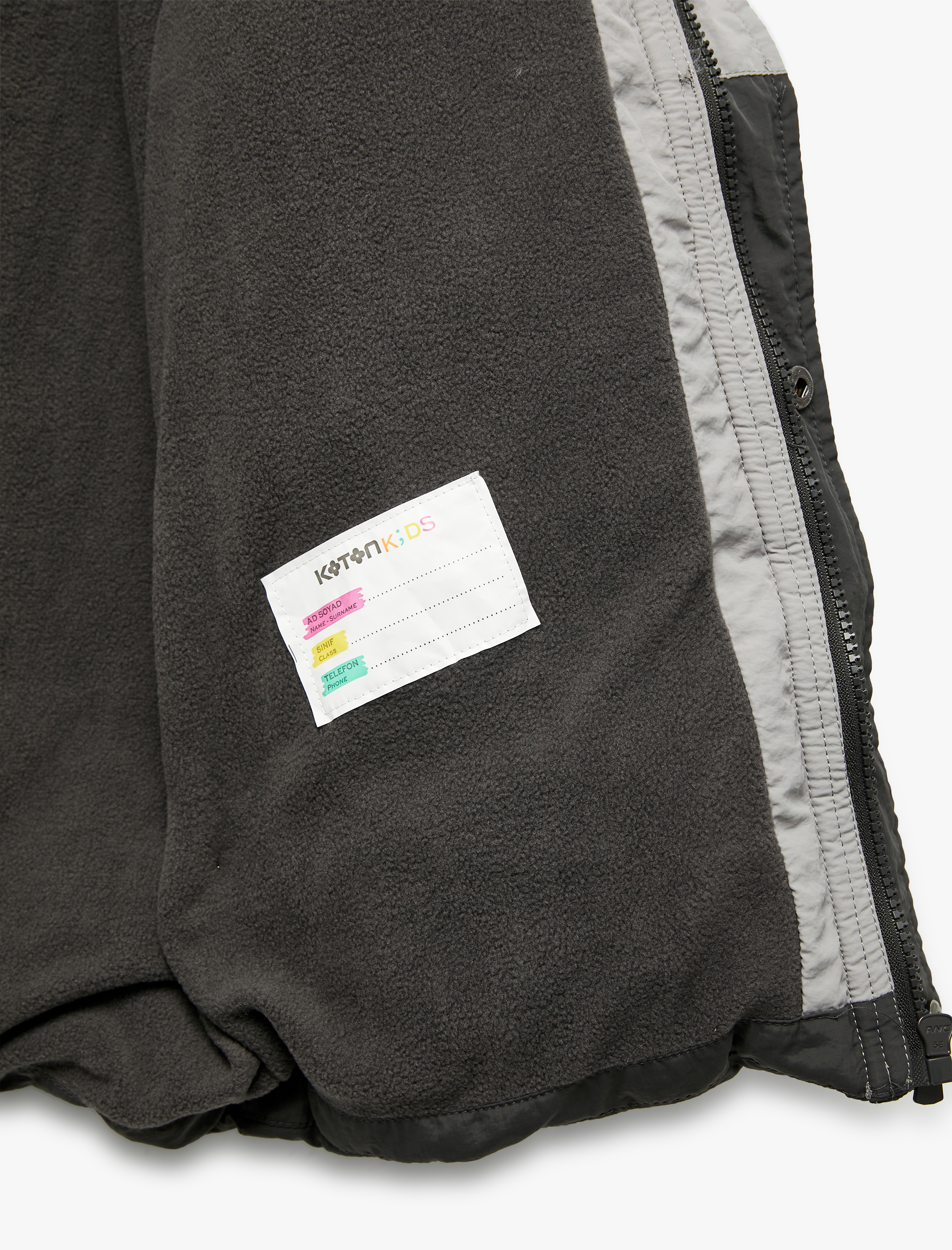  Erkek Çocuk Polar Astarlı Uzun Kollu Kapşonlu Renk Bloklu Şişme Mont