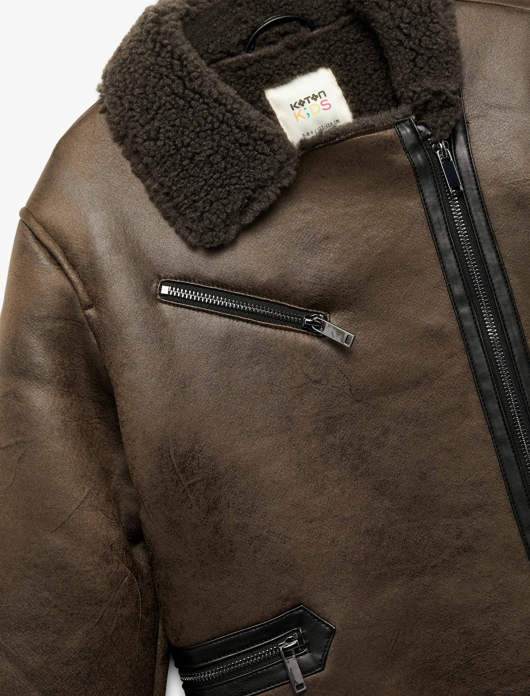  Kız Çocuk Fermuarlı İçi Peluş Astarlı Uzun Kollu Suni Süet Ceket