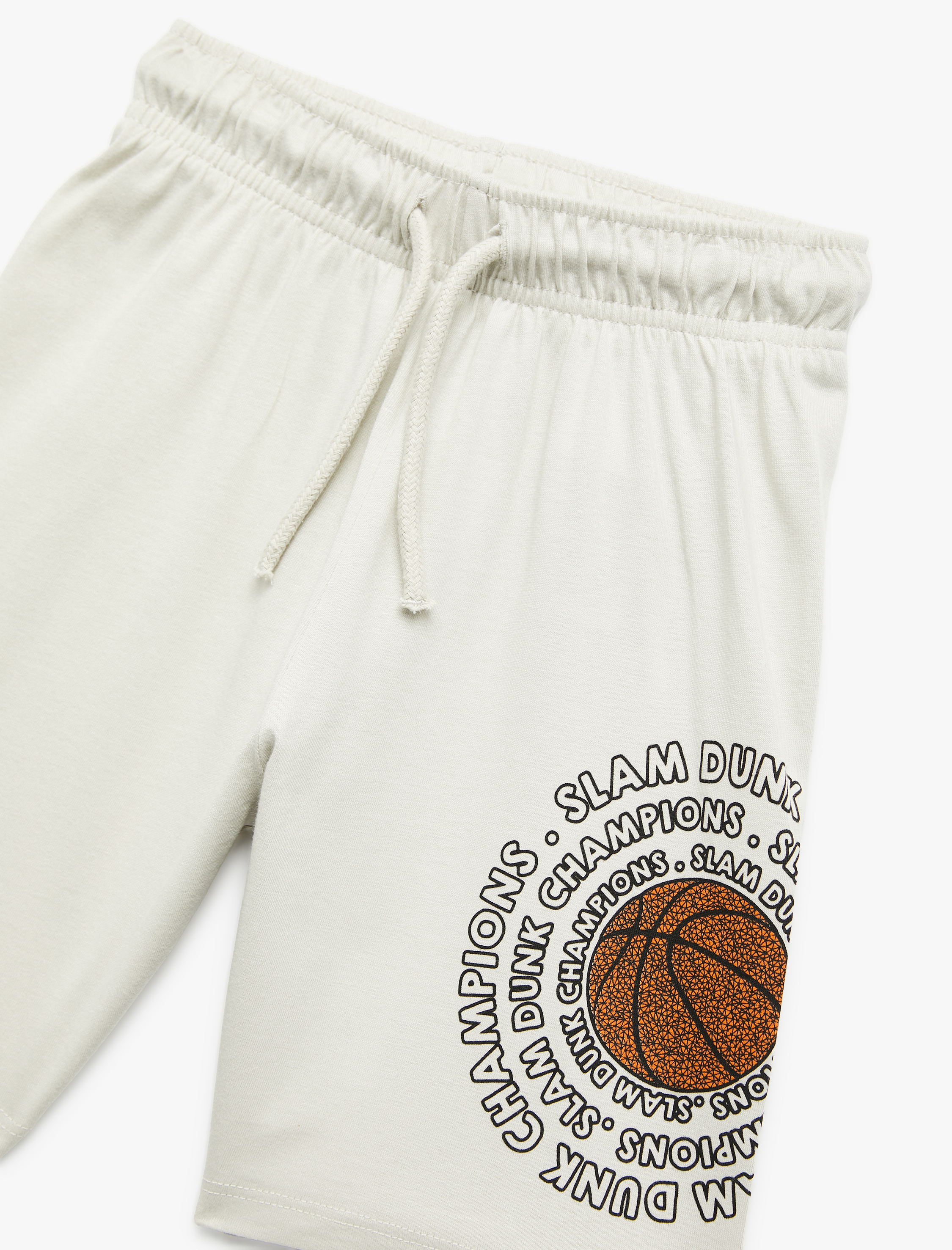  Erkek Çocuk Baskılı Beli Bağlamalı Pamuklu Şort