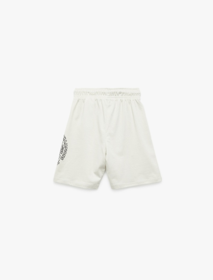 Erkek Çocuk Baskılı Beli Bağlamalı Pamuklu Şort