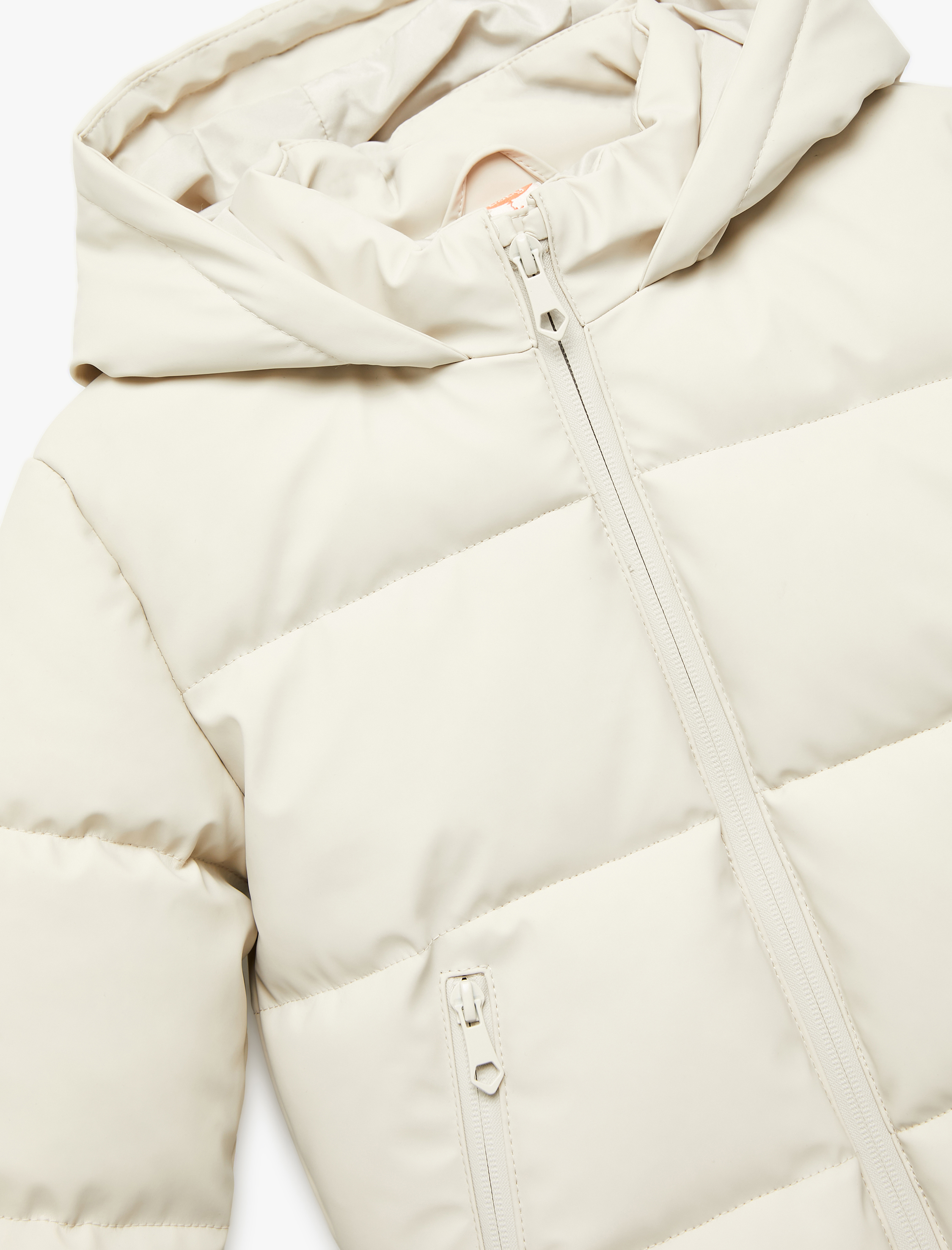  Erkek Bebek Kapşonlu Uzun Kollu Cepli Fermuarlı Şişme Mont