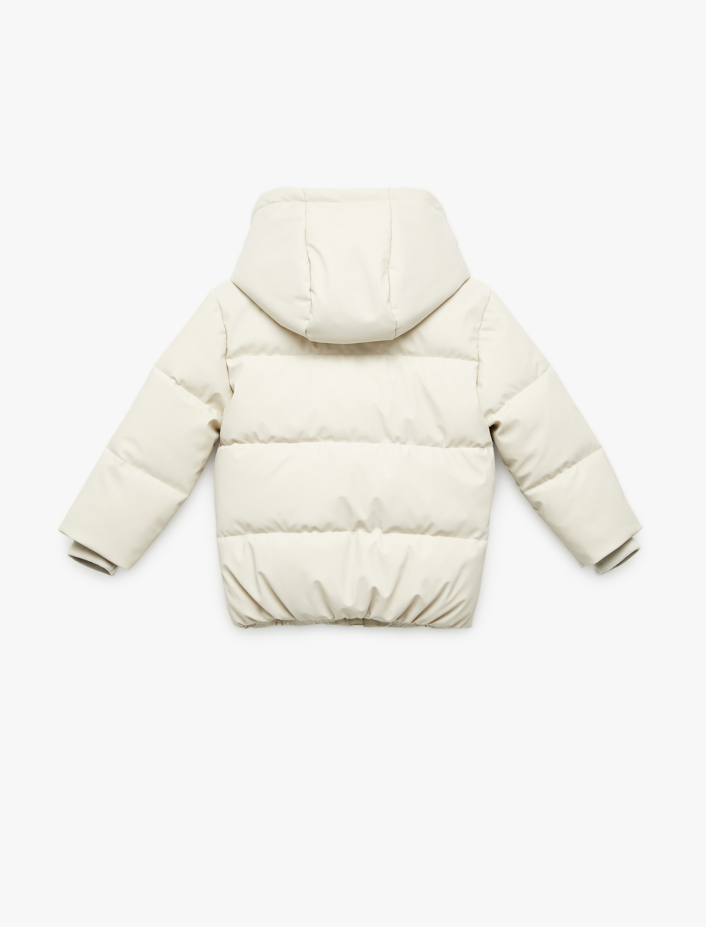  Erkek Bebek Kapşonlu Uzun Kollu Cepli Fermuarlı Şişme Mont