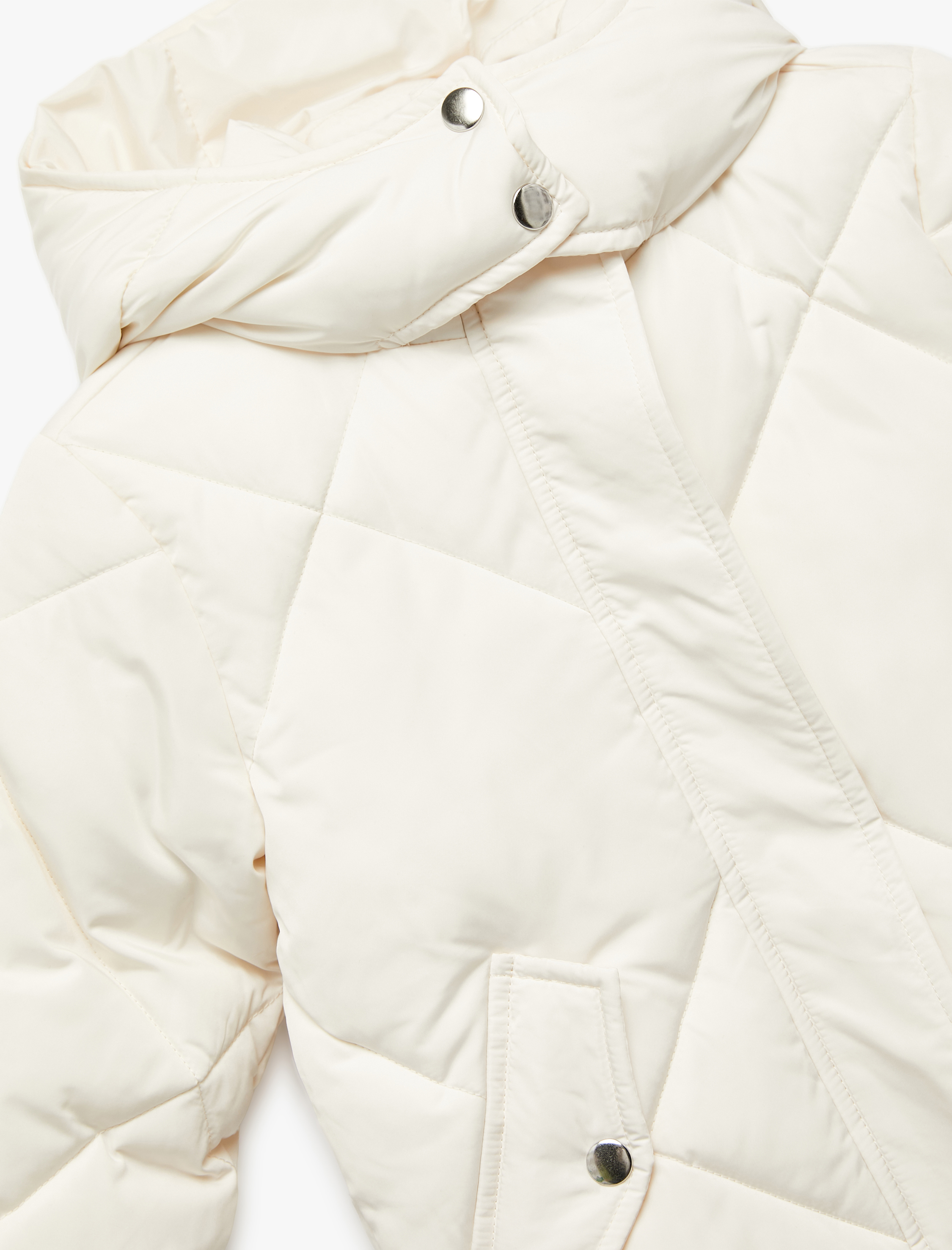  Kız Bebek Uzun Kollu Cepli Kapitone Kapşonlu Mont