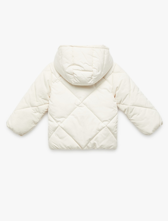 Kız Bebek Uzun Kollu Cepli Kapitone Kapşonlu Mont