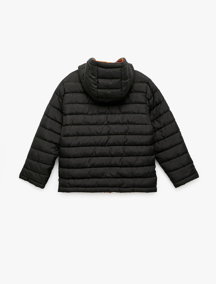 Erkek Çocuk Çift Taraflı Fermuarlı Kapşonlu Uzun Kollu Mevsimlik Mont