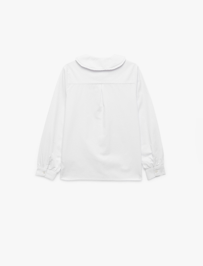 Kız Çocuk Pamuklu Uzun Kollu Bebe Yaka Basic Okul Gömleği