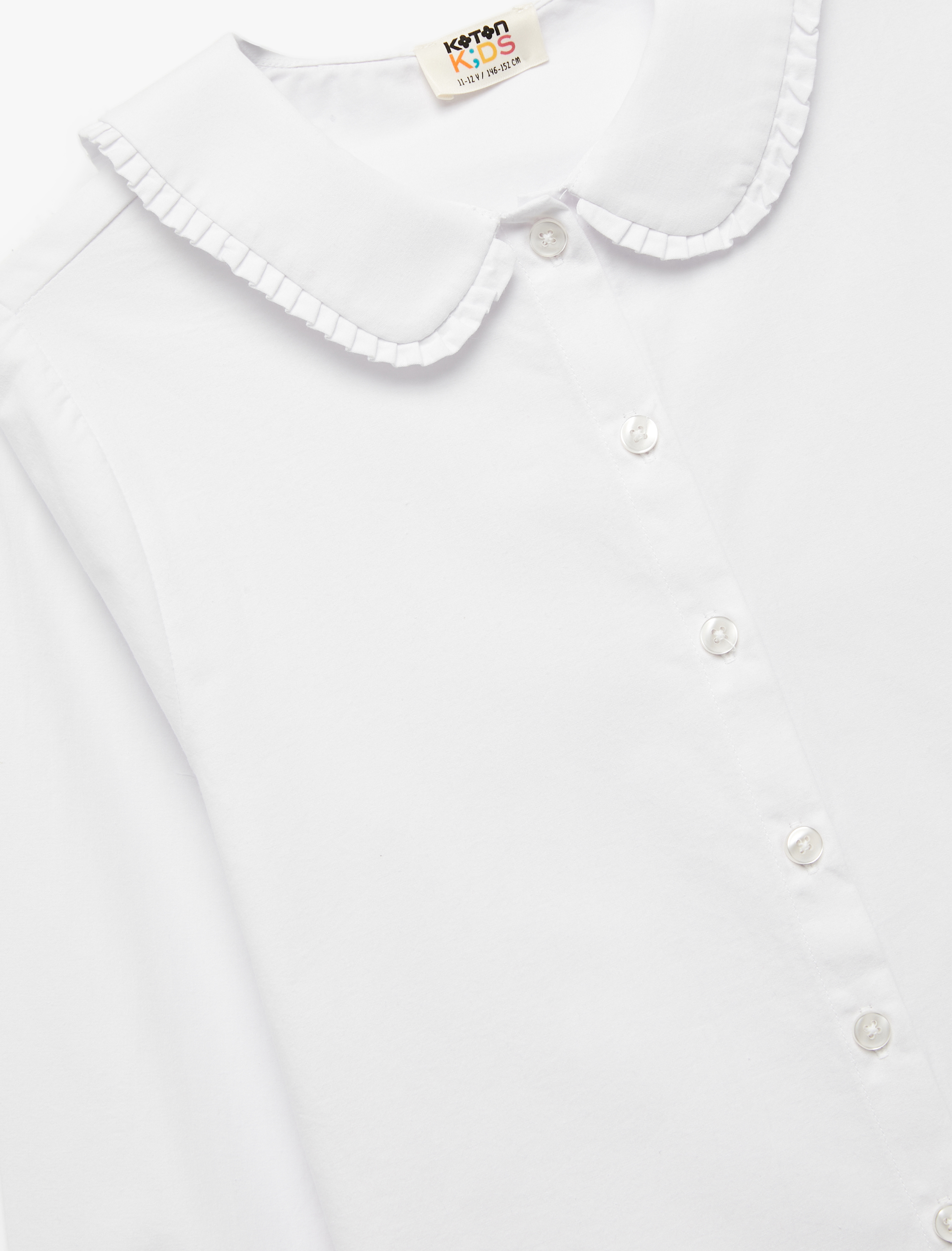  Kız Çocuk Pamuklu Uzun Kollu Bebe Yaka Basic Gömlek