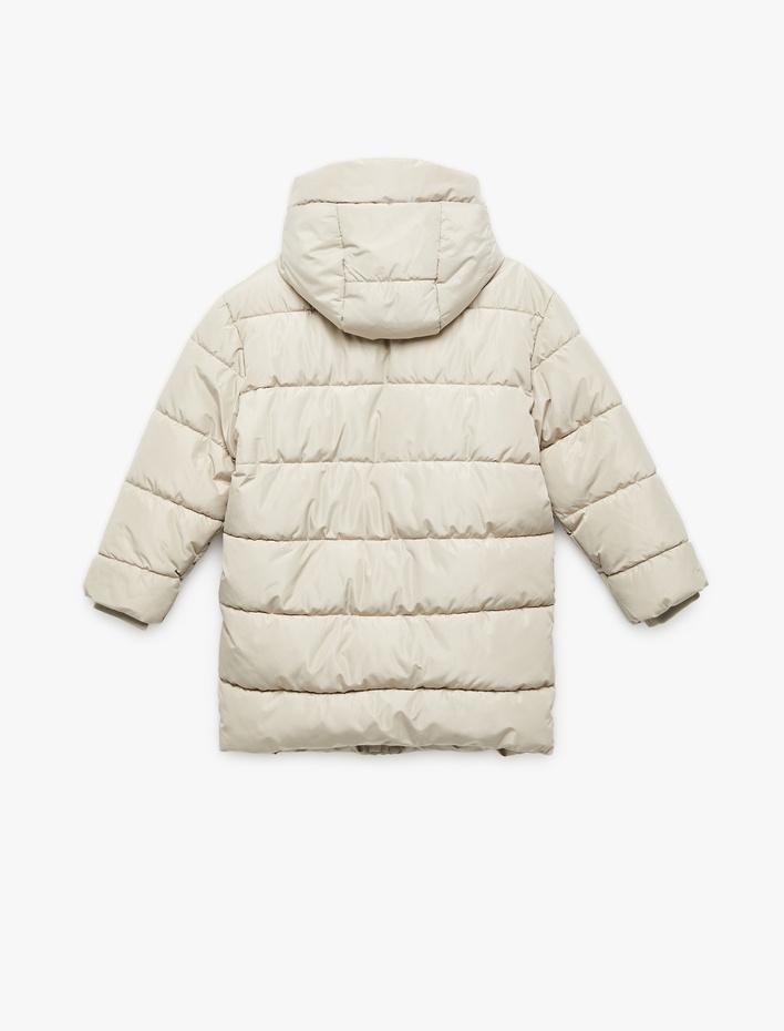 Erkek Çocuk Uzun Kollu Cepli Kapşonlu Şişme Mont