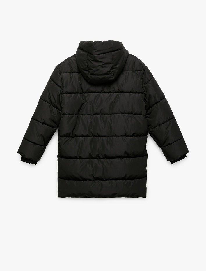 Erkek Çocuk Uzun Kollu Cepli Kapşonlu Şişme Mont