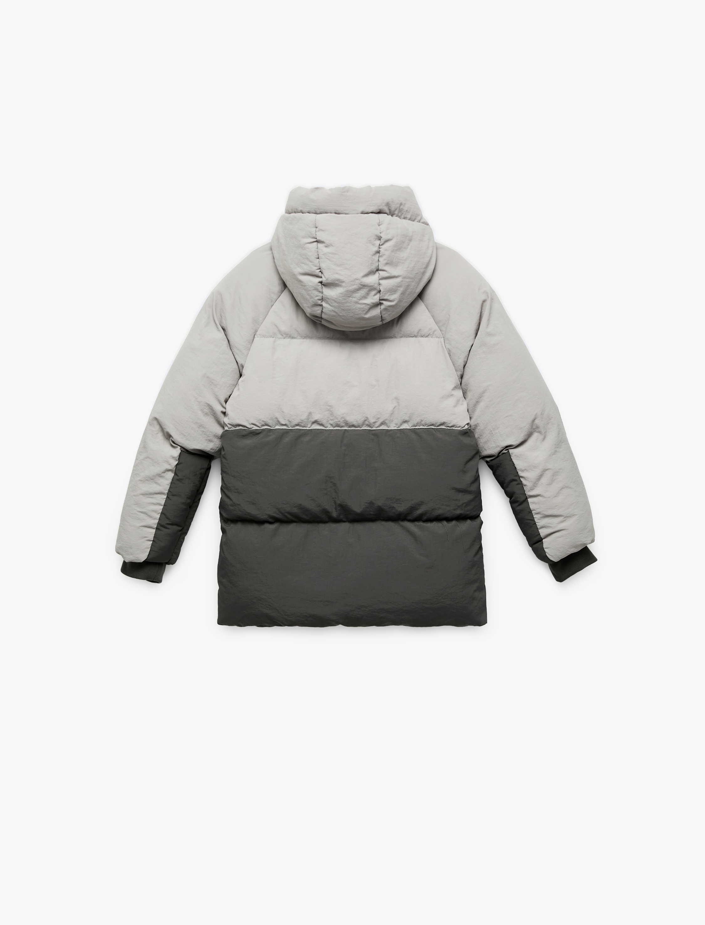  Erkek Çocuk Polar Astarlı Uzun Kollu Kapşonlu Renk Bloklu Şişme Mont