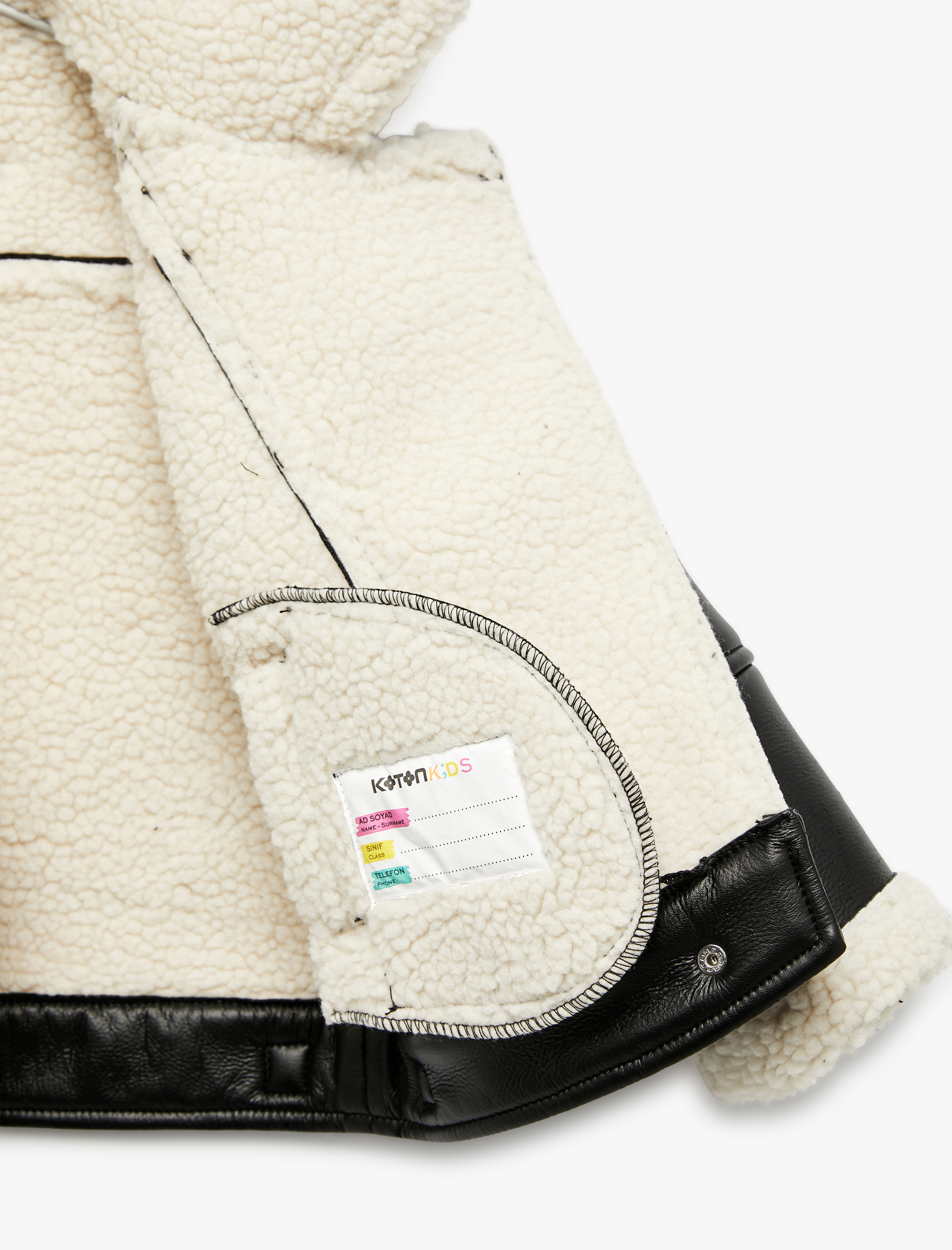  Kız Bebek Uzun Kollu Kruvaze Yaka Suni Deri Biker Ceket