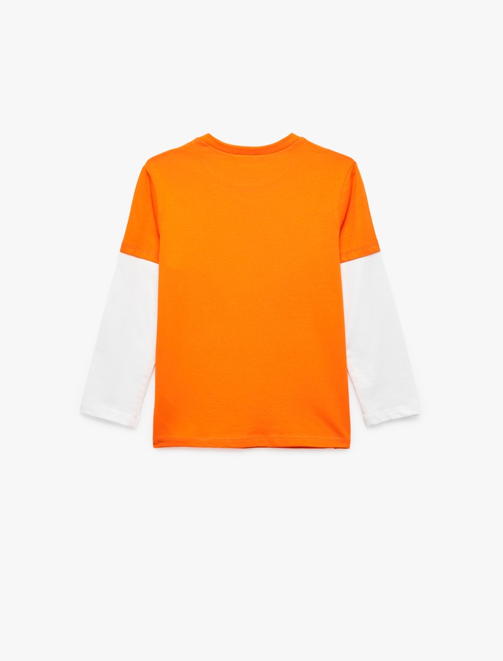 Erkek Çocuk Uzun Kollu Bisiklet Yaka Basketbol Baskılı Pamuklu Tişört