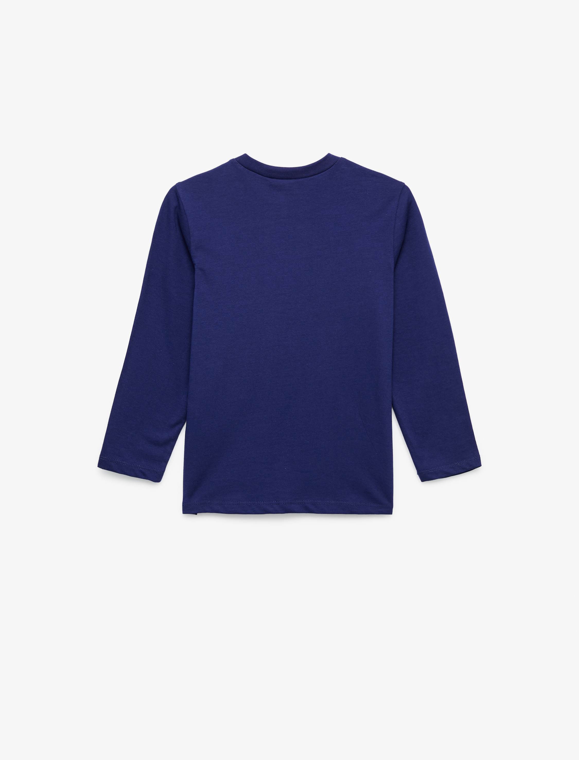  Erkek Çocuk Pamuklu Uzun Kollu Bisiklet Yaka Dinozor Baskılı Tişört