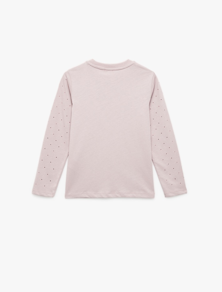 Kız Çocuk Uzun Kollu Bisiklet Yaka Pamuklu Tişört