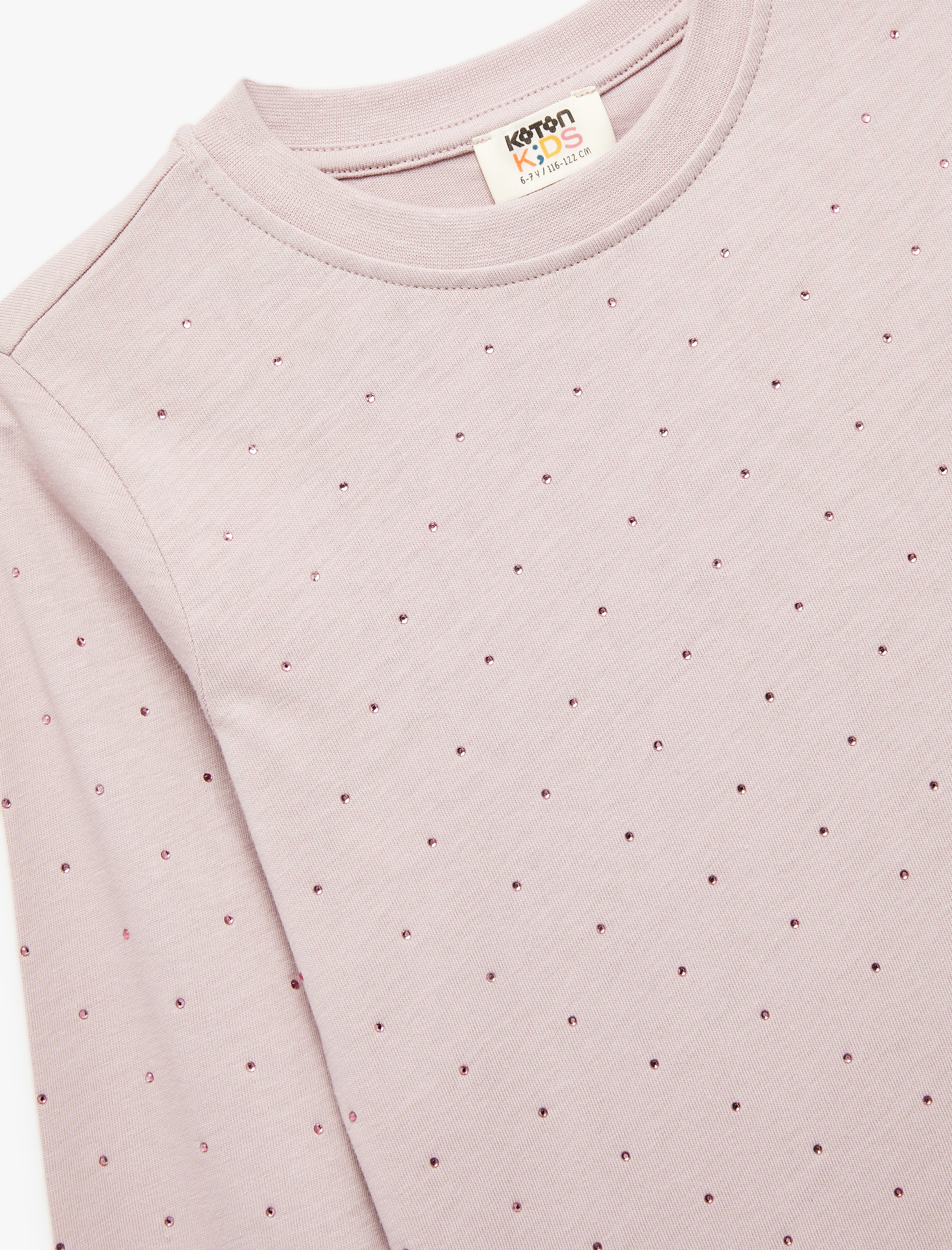  Kız Çocuk Uzun Kollu Bisiklet Yaka Pamuklu Tişört