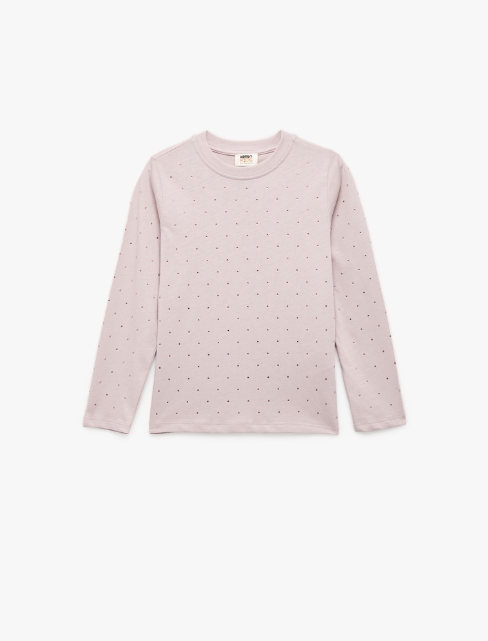 Kız Çocuk Uzun Kollu Bisiklet Yaka Pamuklu Tişört