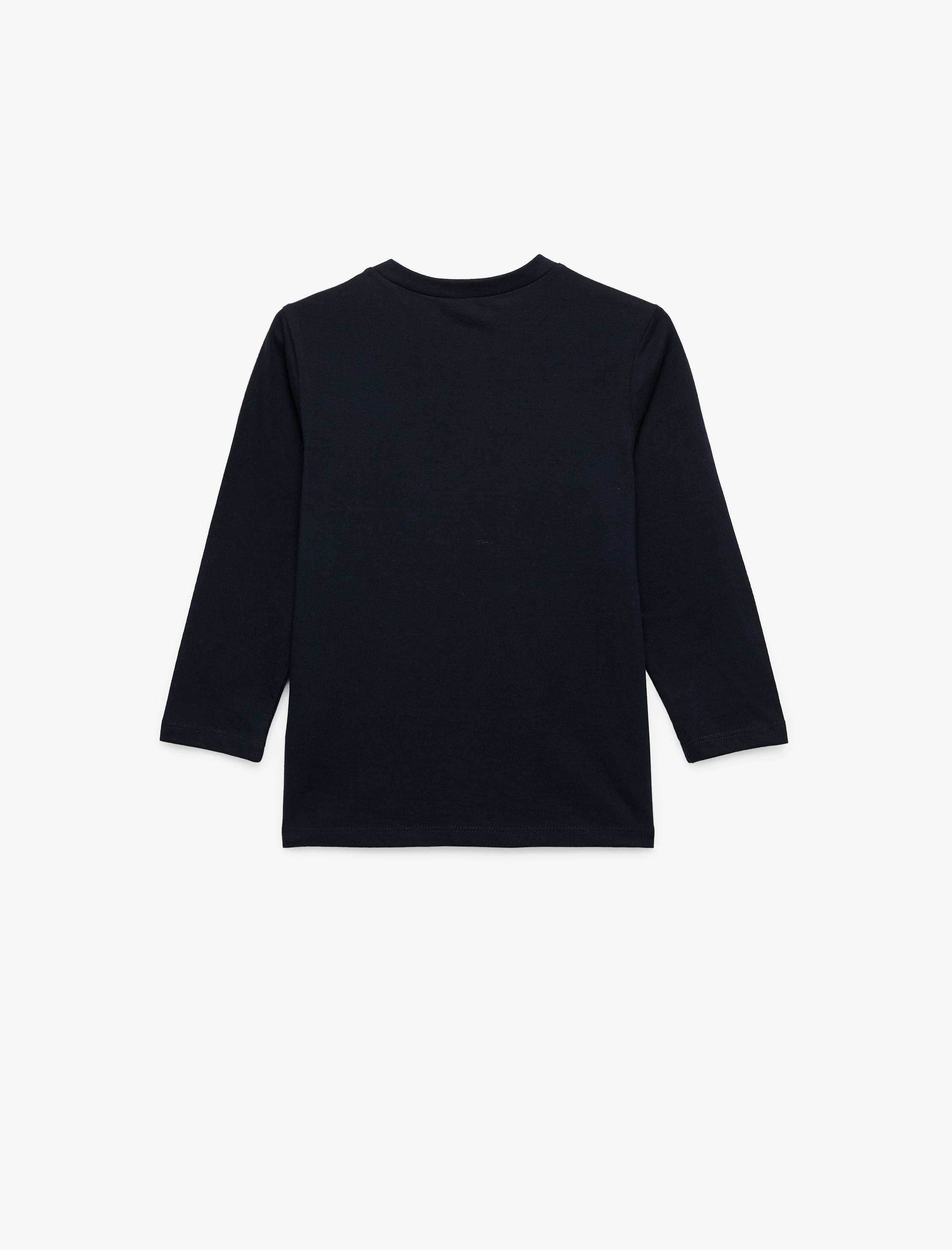  Erkek Çocuk Pamuklu Uzun Kollu Bisiklet Yaka Uzay Baskılı Tişört