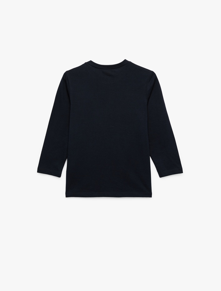 Erkek Çocuk Pamuklu Uzun Kollu Bisiklet Yaka Uzay Baskılı Tişört