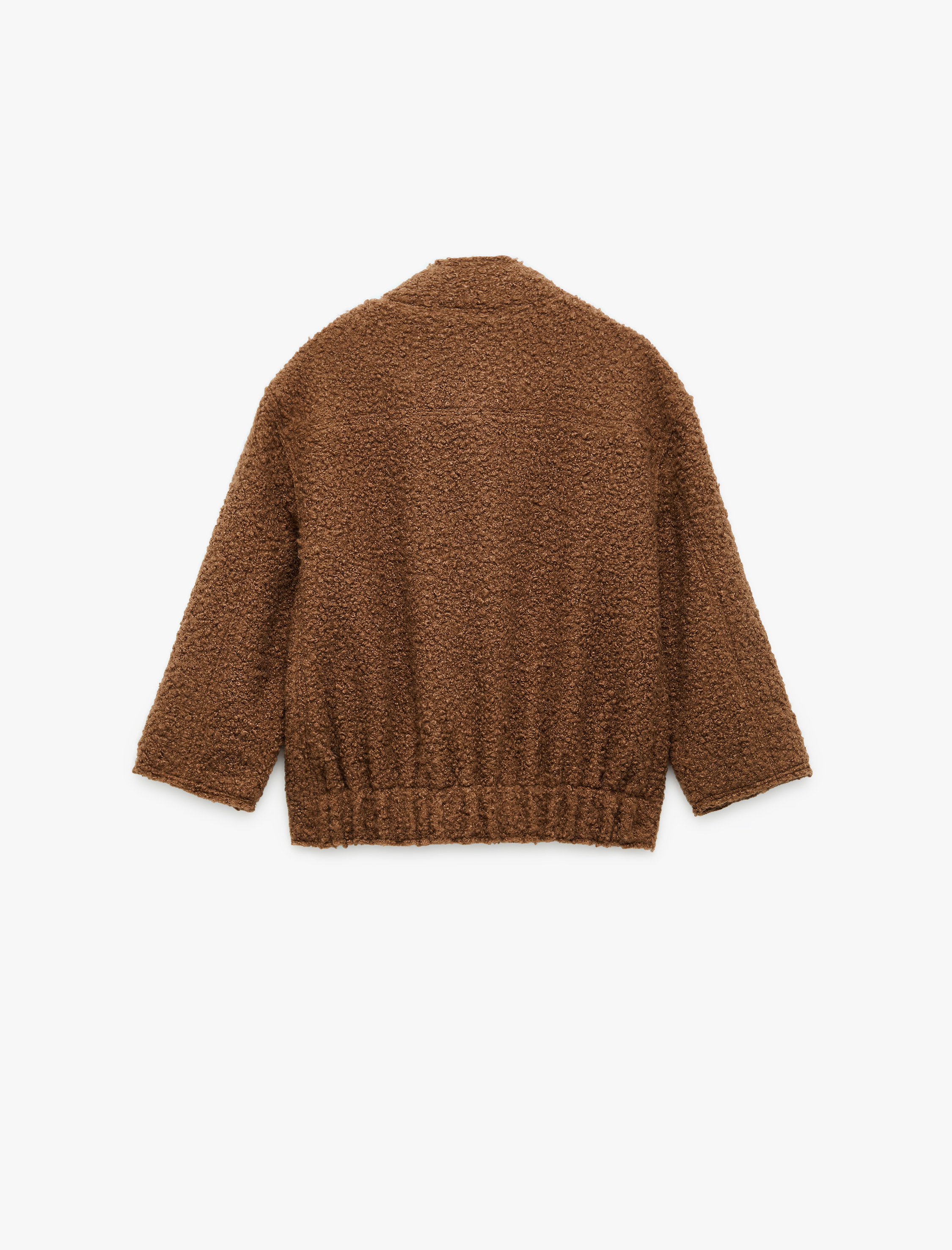  Kız Çocuk Dik Yaka Uzun Kollu Kapaklı Cepli Bürümcük Ceket