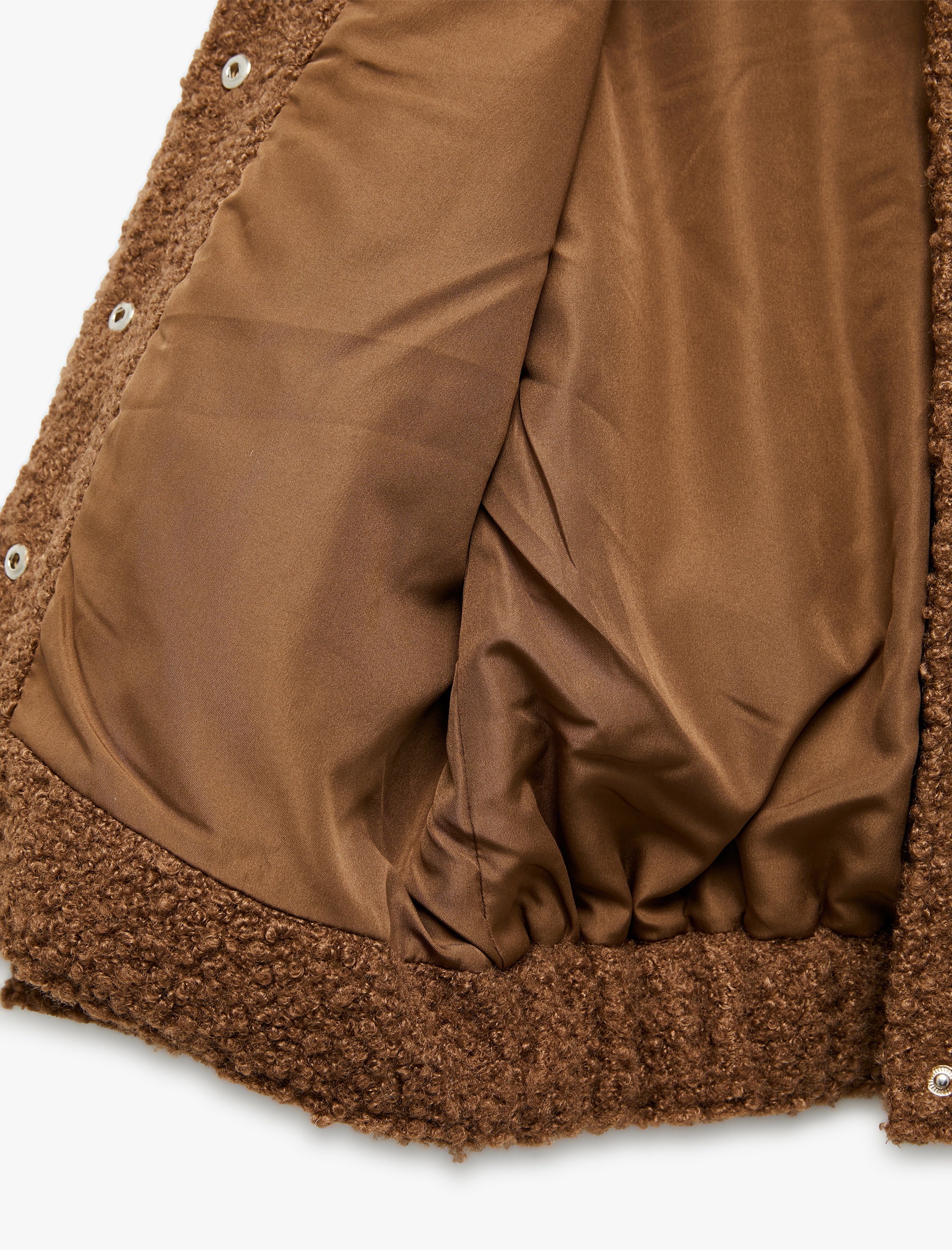  Kız Çocuk Dik Yaka Uzun Kollu Kapaklı Cepli Bürümcük Ceket