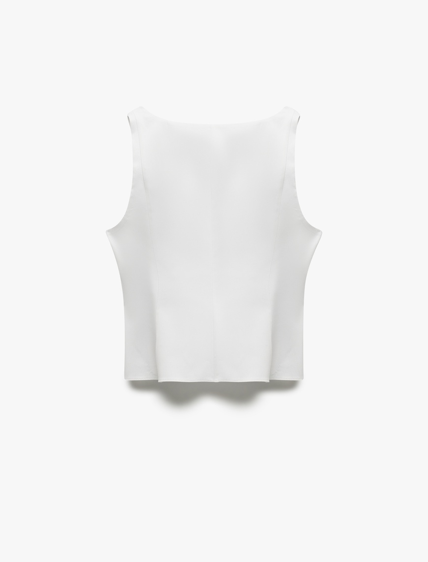   Pamuklu Slim Fit Kolsuz Kare Yaka Peplum Bluz