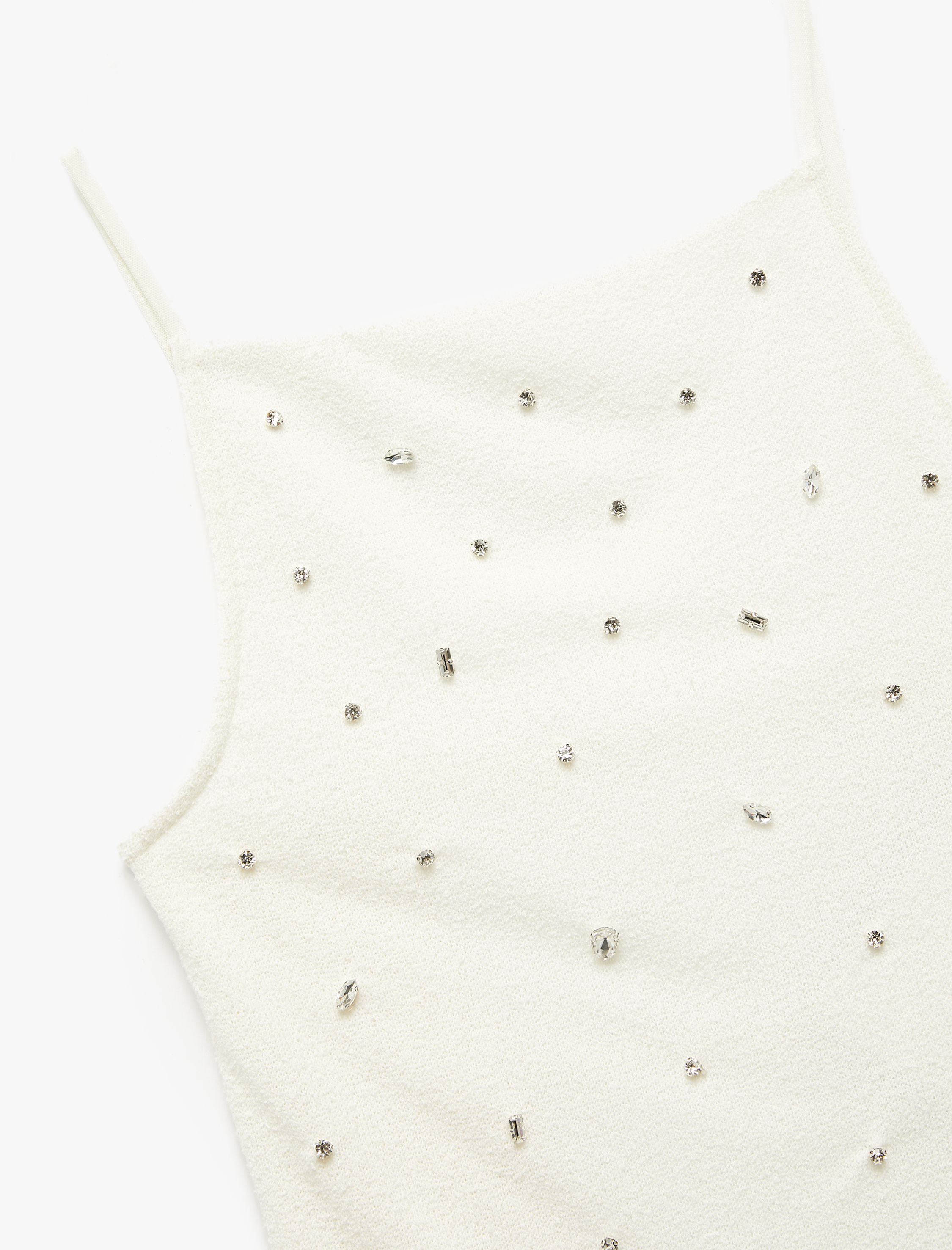   İnce Askılı Sırt Dekolteli Taşlı Bluz