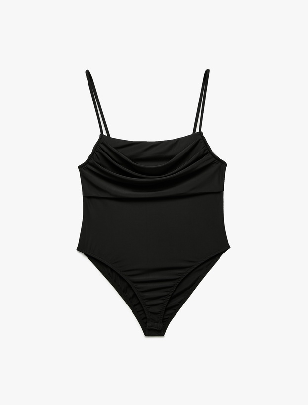 Koton X Zeynep Bastık - Sandy Kumaş Slim Fit Drapeli İnce Askılı Bodysuit_2