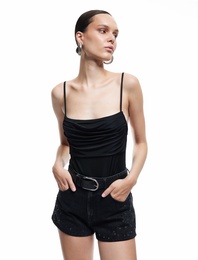 Koton X Zeynep Bastık - Sandy Kumaş Slim Fit Drapeli İnce Askılı Bodysuit